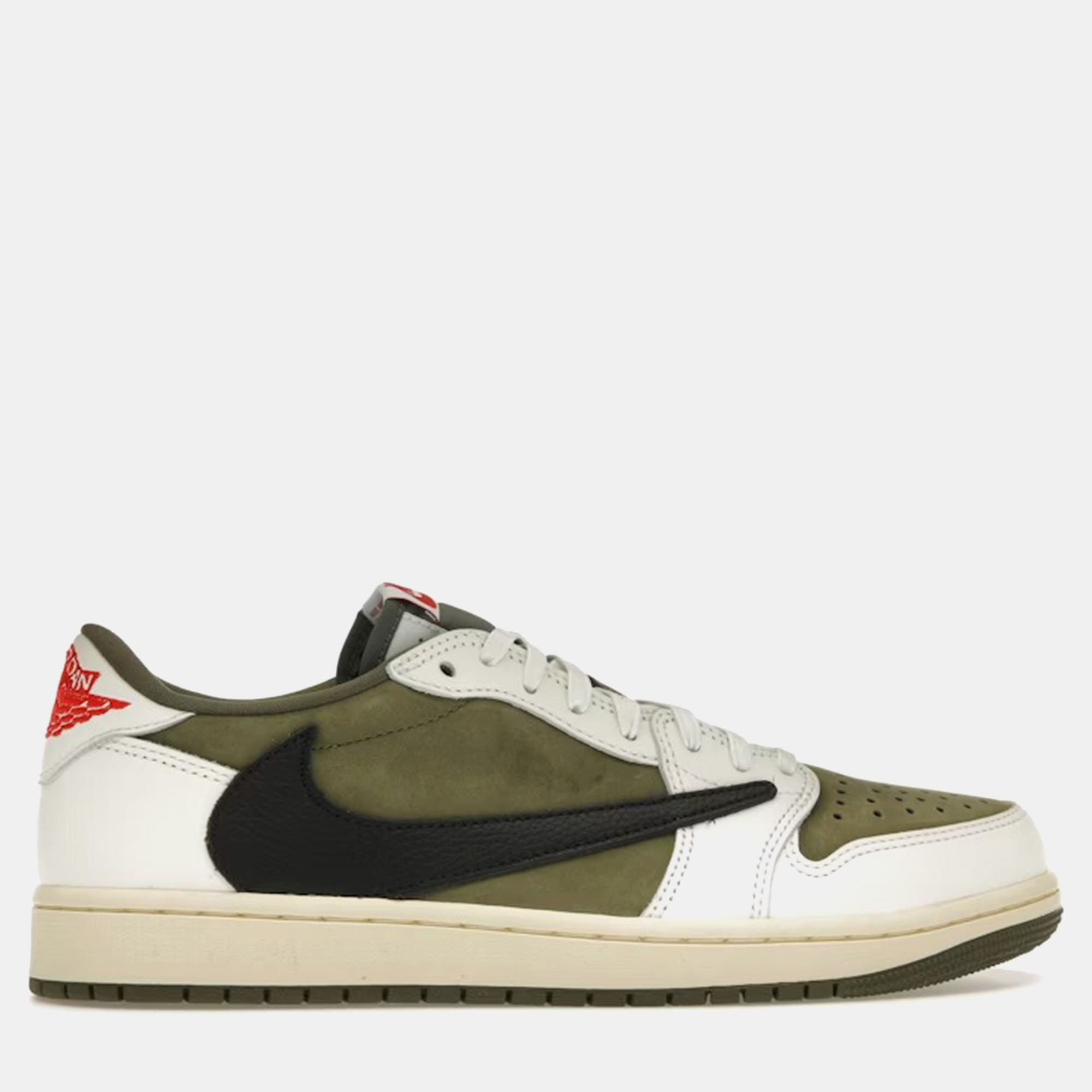 Pre-owned Air Jordans Air Jordan Black/olive Jordan 1 Retro Low Og Sp Travis Scott Medium Olive Sneaker Size Eu 42 In Green