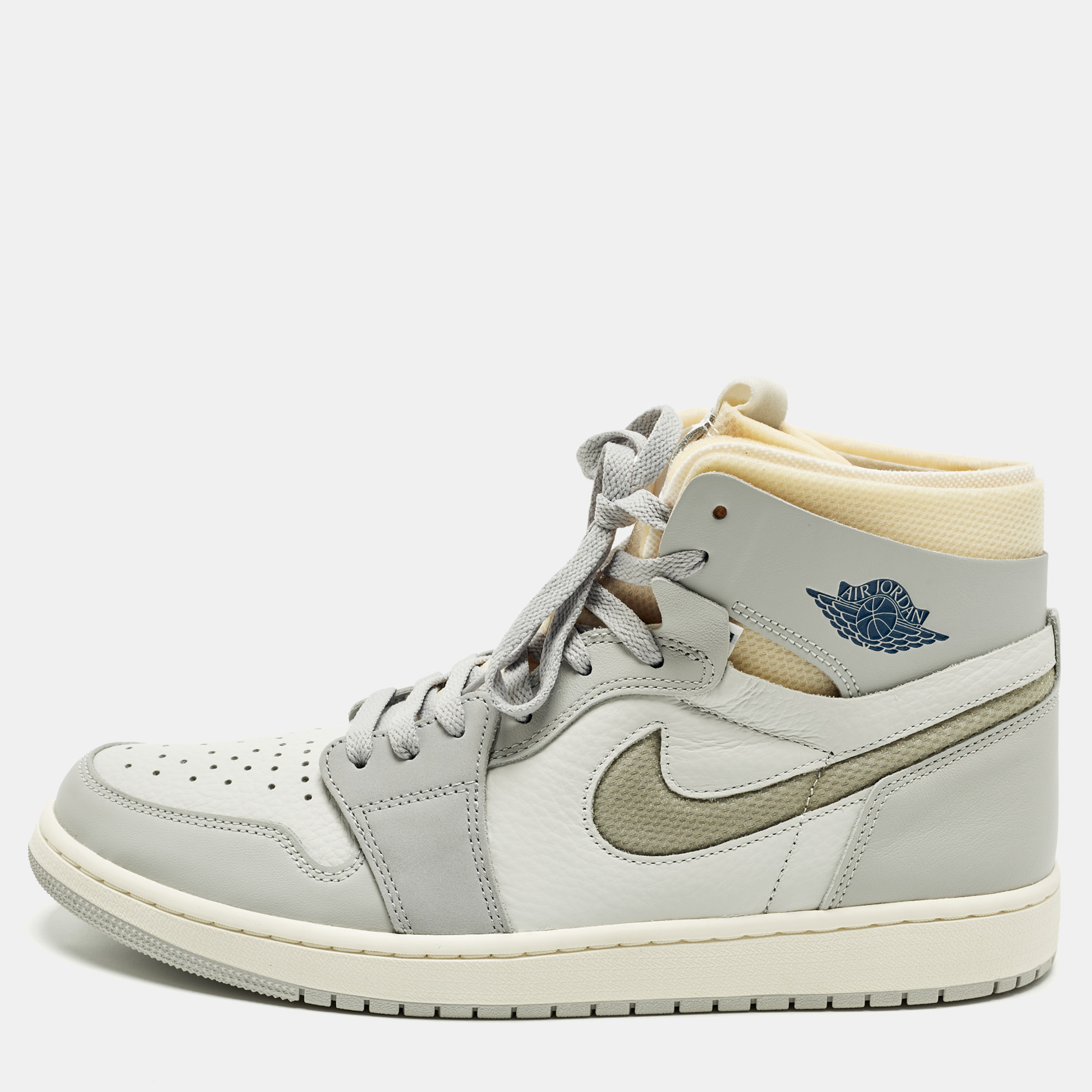 

Air Jordans Jordan 1 Size  Grey Leather and Net High Top Sneakers