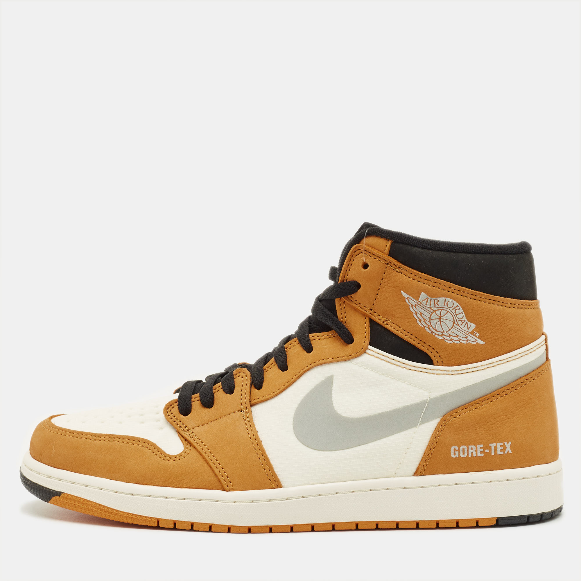 

Air Jordans Jordan 1 Retro High Element Gore-Tex Light Curry Size 45.5 Multicolor Fabric and Leather Sneakers, Orange