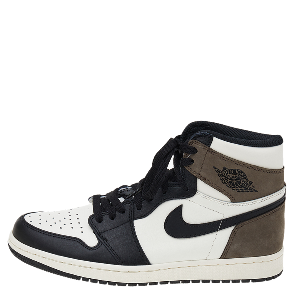 

Air Jordan x Nike Tricolor Leather Air Jordan 1 Retro High OG Dark Mocha High Top Sneakers Size, Black