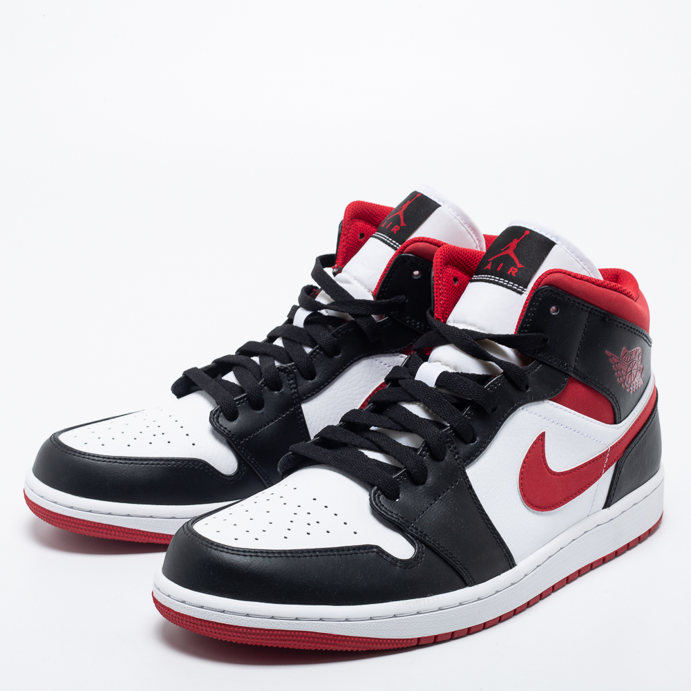 

Air Jordan Black/Red Leather Air Jordan 1 Mid Sneakers Size, Multicolor