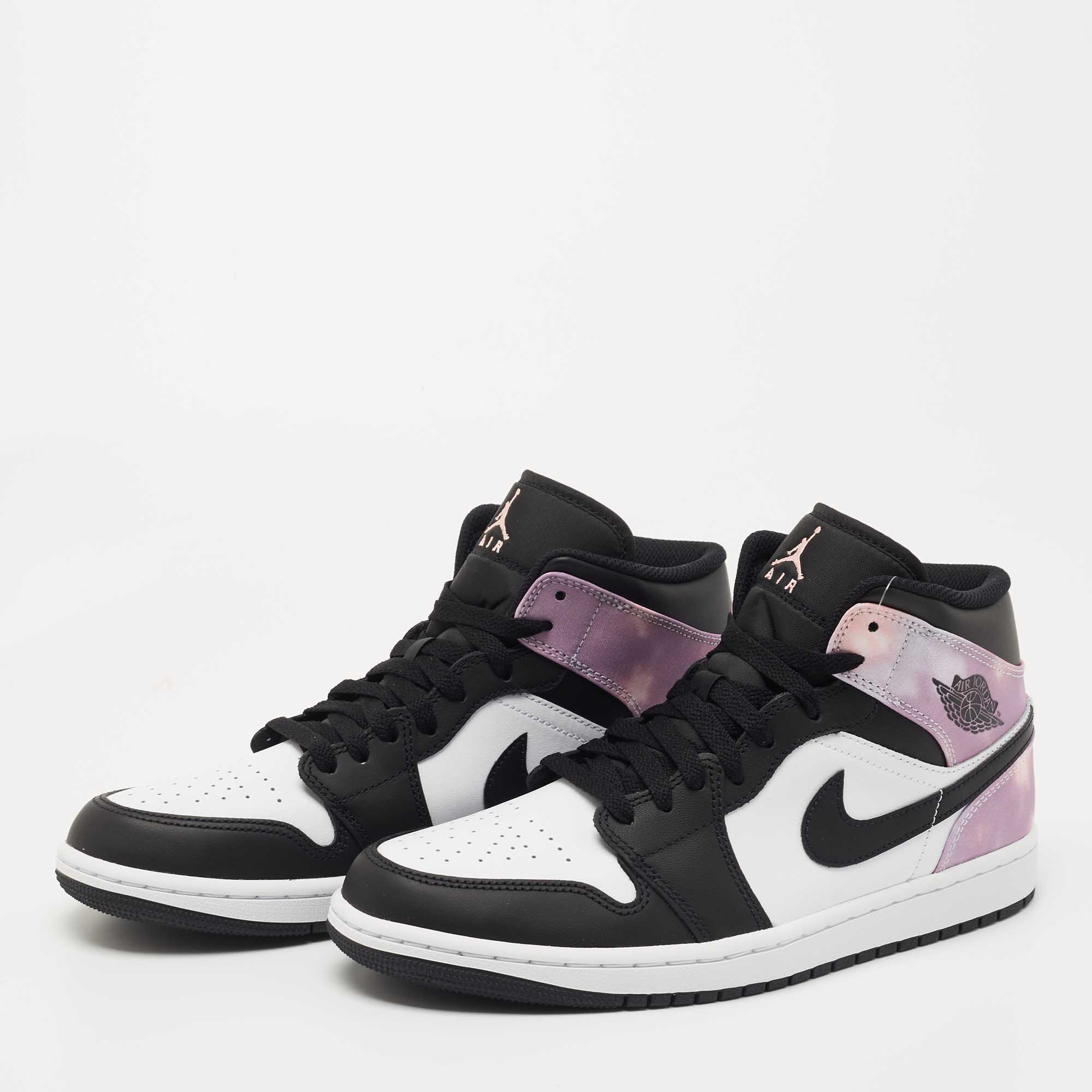 

Air Jordan 1 Tricolor Leather and Tie Dye Fabric Mid SE Zen Master Sneakers Size, Purple