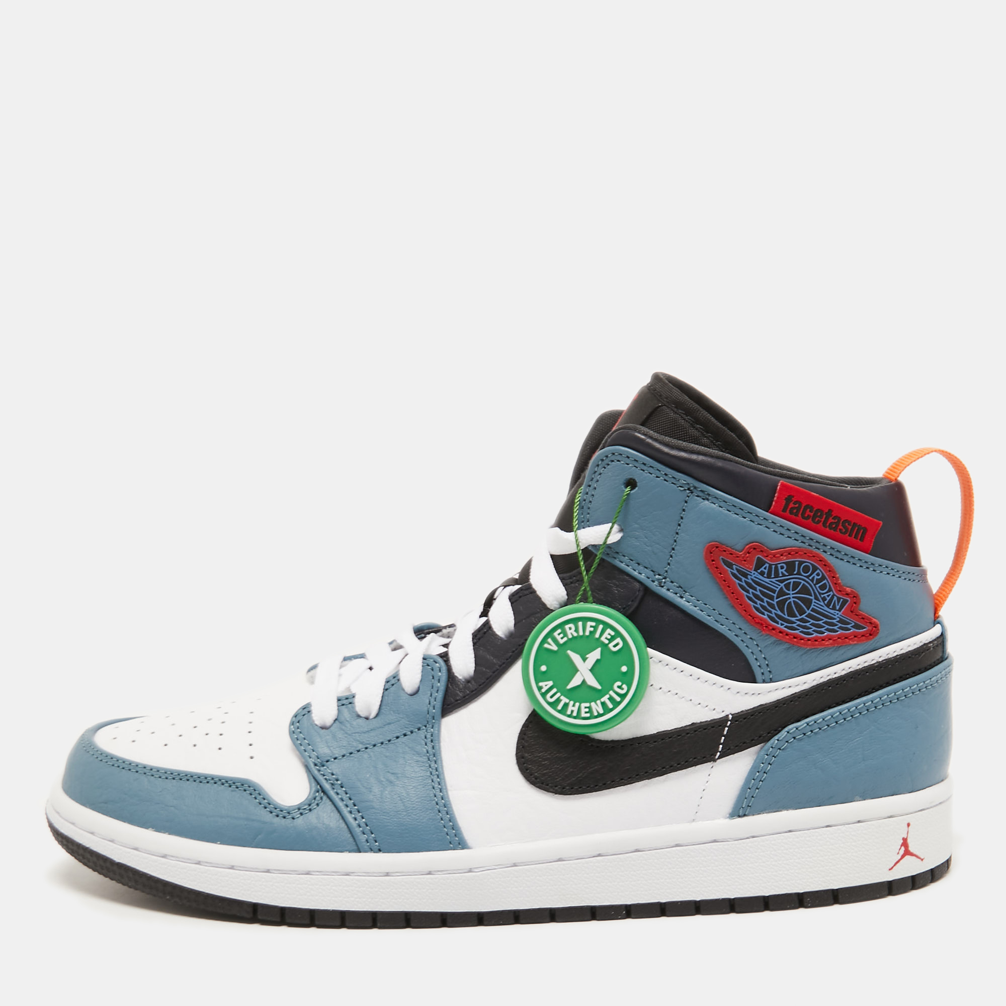 Pre Owned Air Jordans Multicolor Leather Jordan 1 Mid Sneakers Size 44