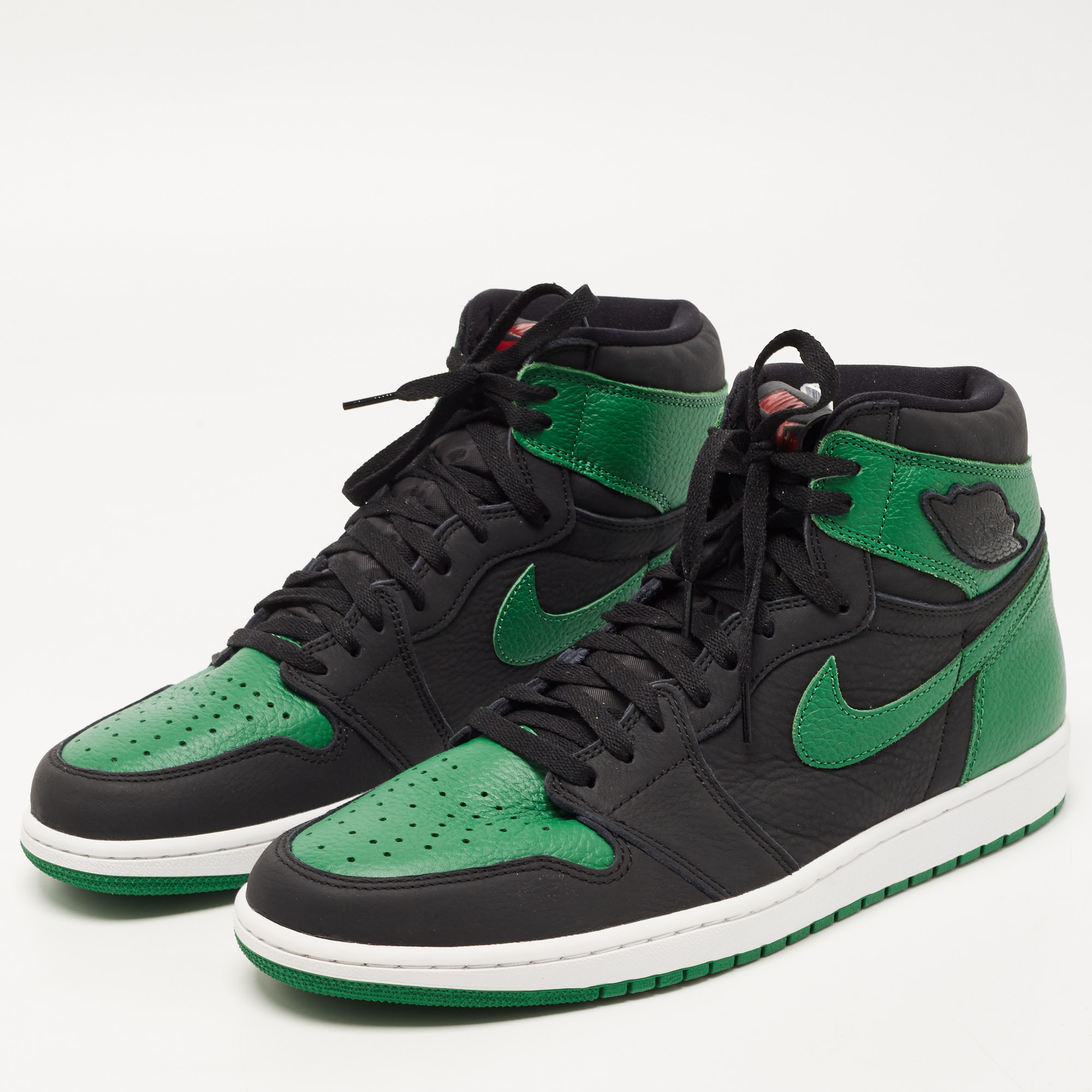 

Air Jordan Green/Black Leather Jordan 1 Retro High Pine High Top Sneakers Size 47.5, Grey
