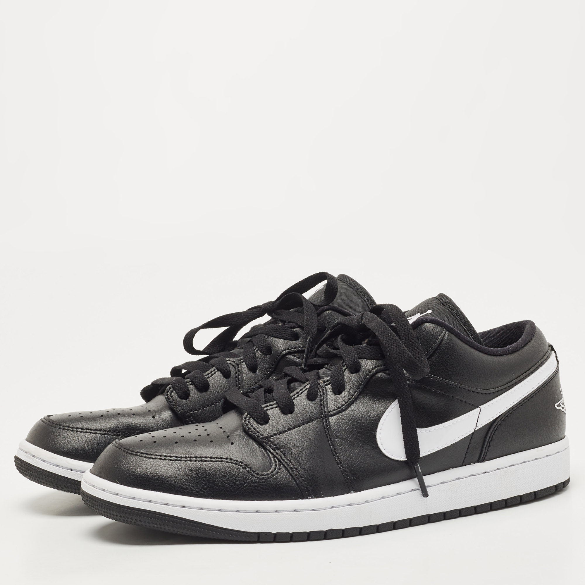 

Air Jordans Black Leather Air Jordan 1 Low Top Sneakers Size