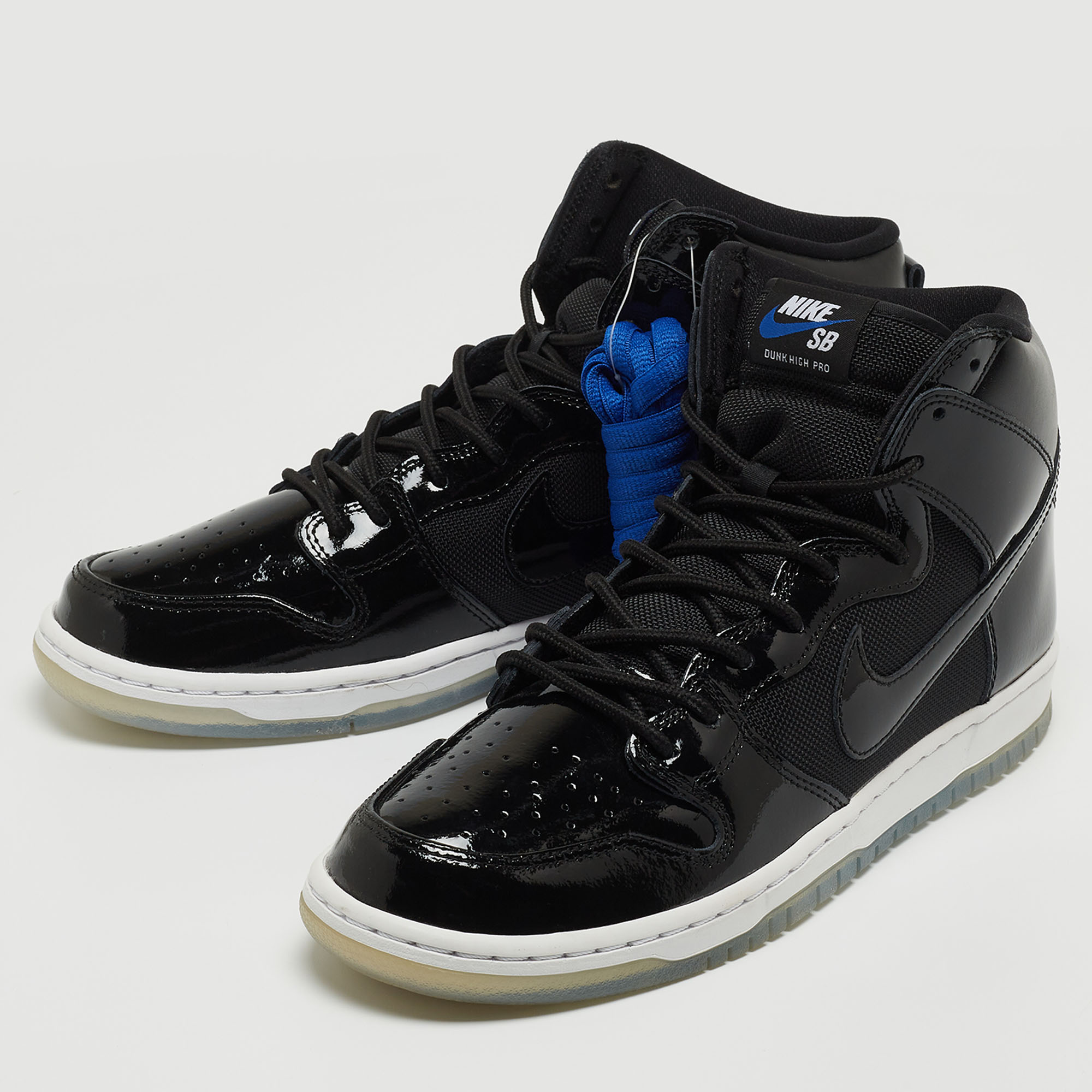 

Nike Black Mesh and Patent Leather Dunk High Pro Sneakers Size