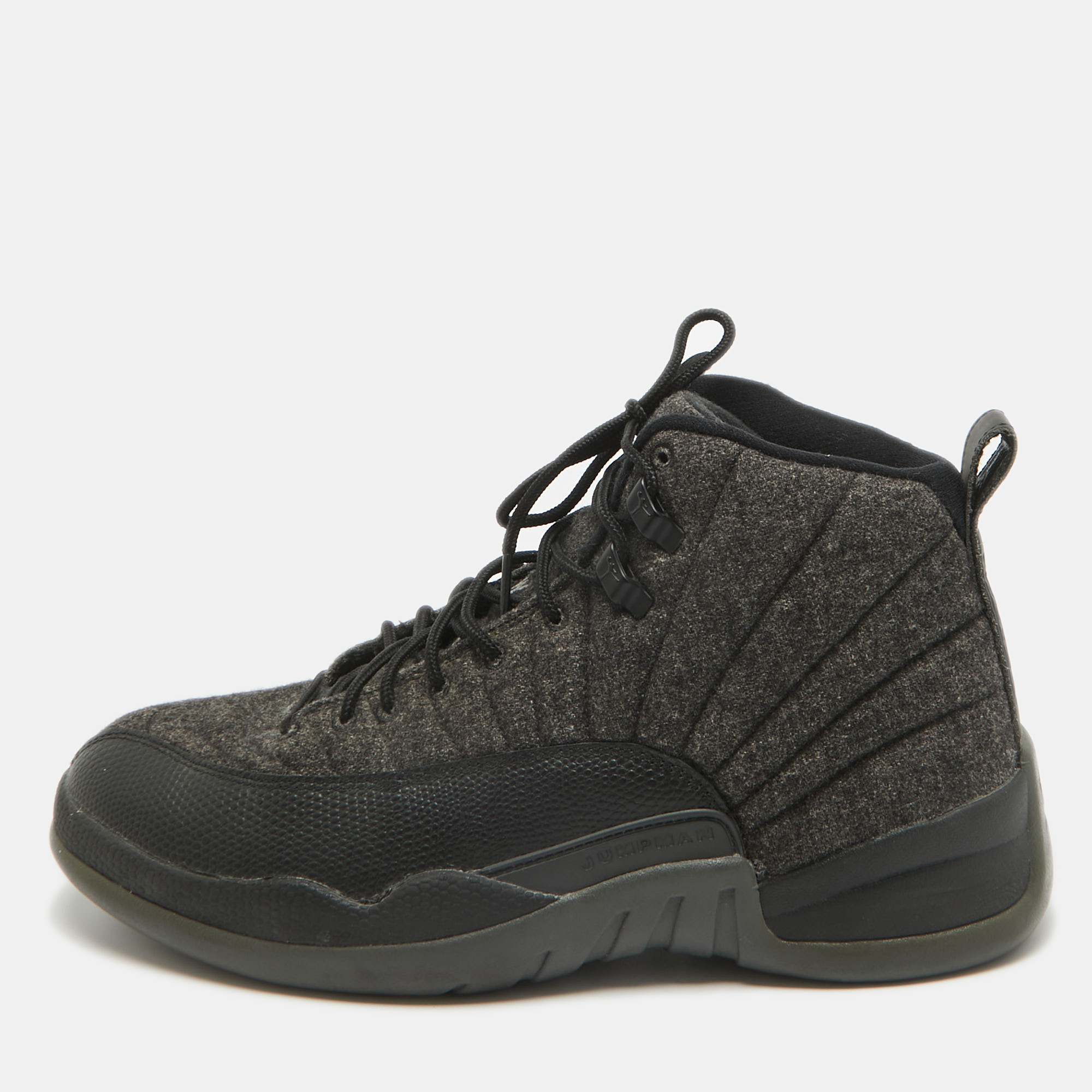 

Air Jordans Grey Wool Jordan 12 Retro Sneakers Size 42.5