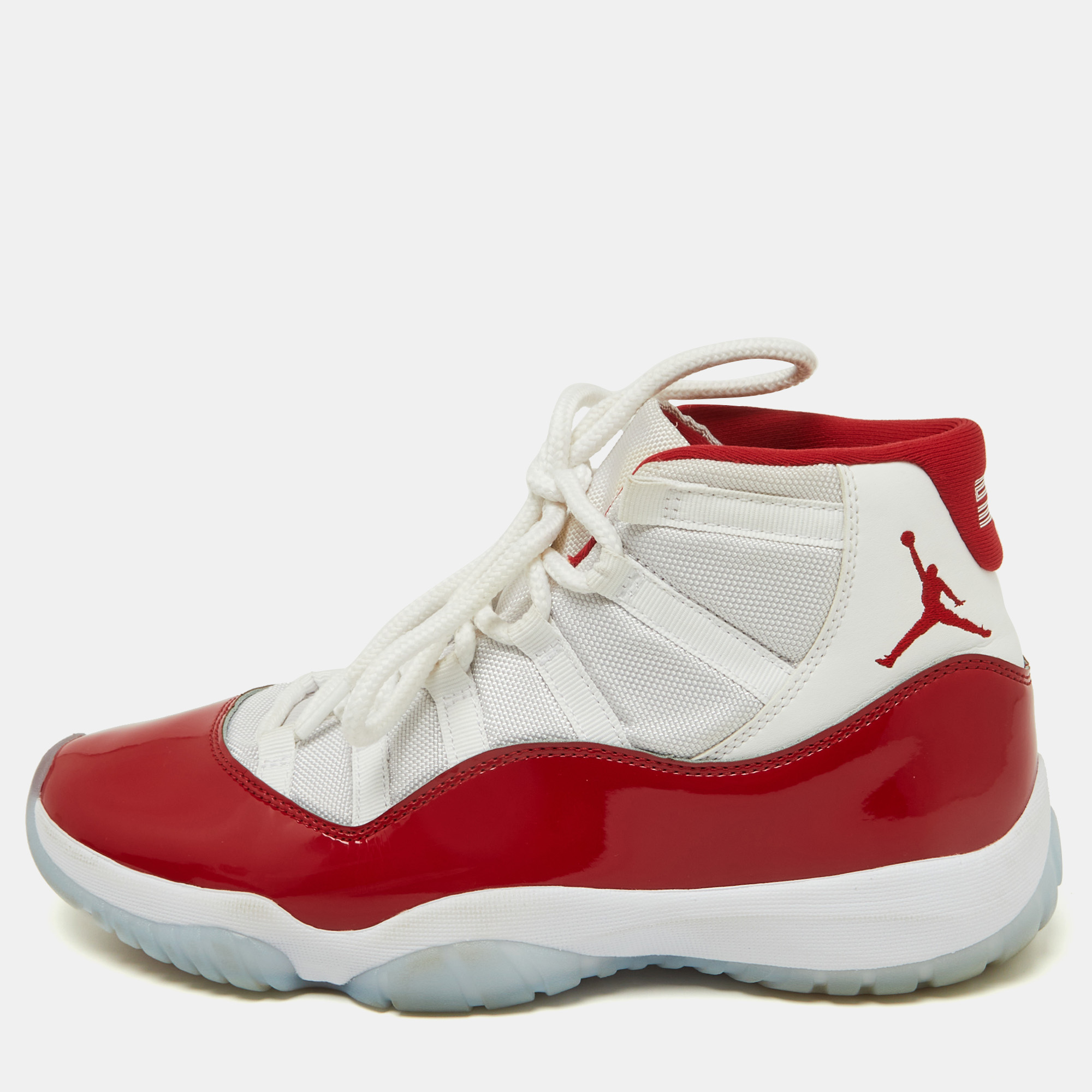 

Air Jordans Red Patent Leather Jordan 11 Retro Cherry Sneakers Size 43