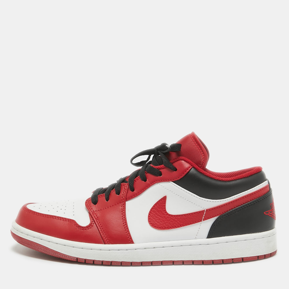 

Air Jordans Tricolor Leather Jordan 1 Low Bulls Sneakers Size 45, Red