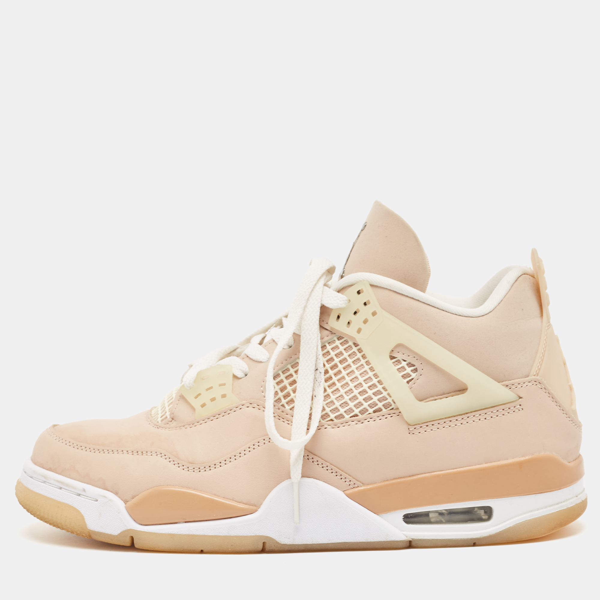 

Air Jordans Beige Nubuck Leather Jordan 4 Lace Up Sneakers Size