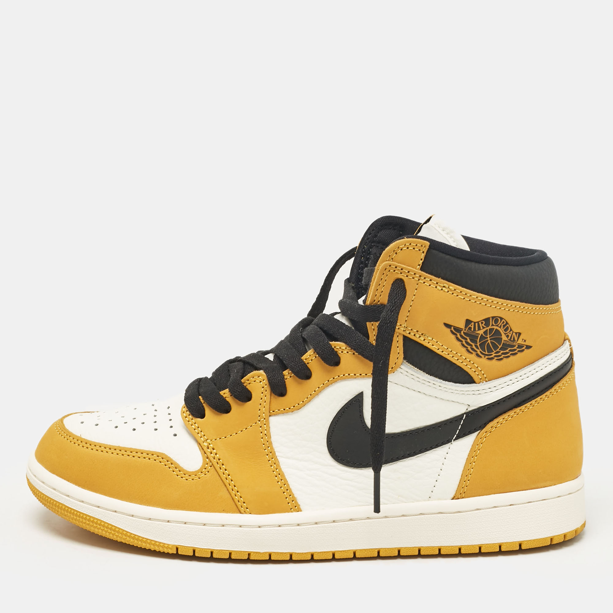 

Air Jordans Multicolor Leather Jordan 1 Retro High OG Yellow Ochre Sneakers Size 43