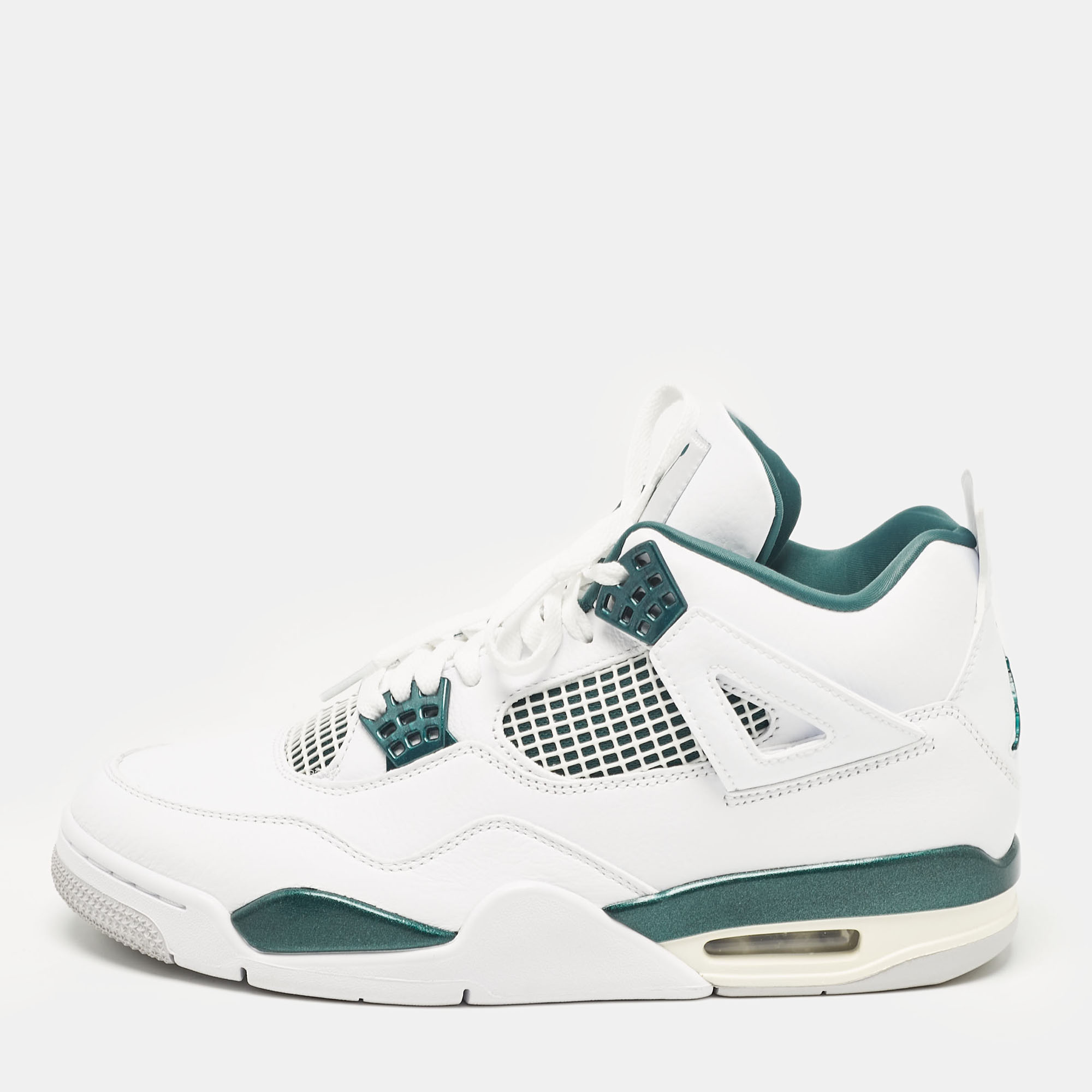 

Air Jordans White Leather Jordan 4 Retro Oxidized Green Sneakers Size 43