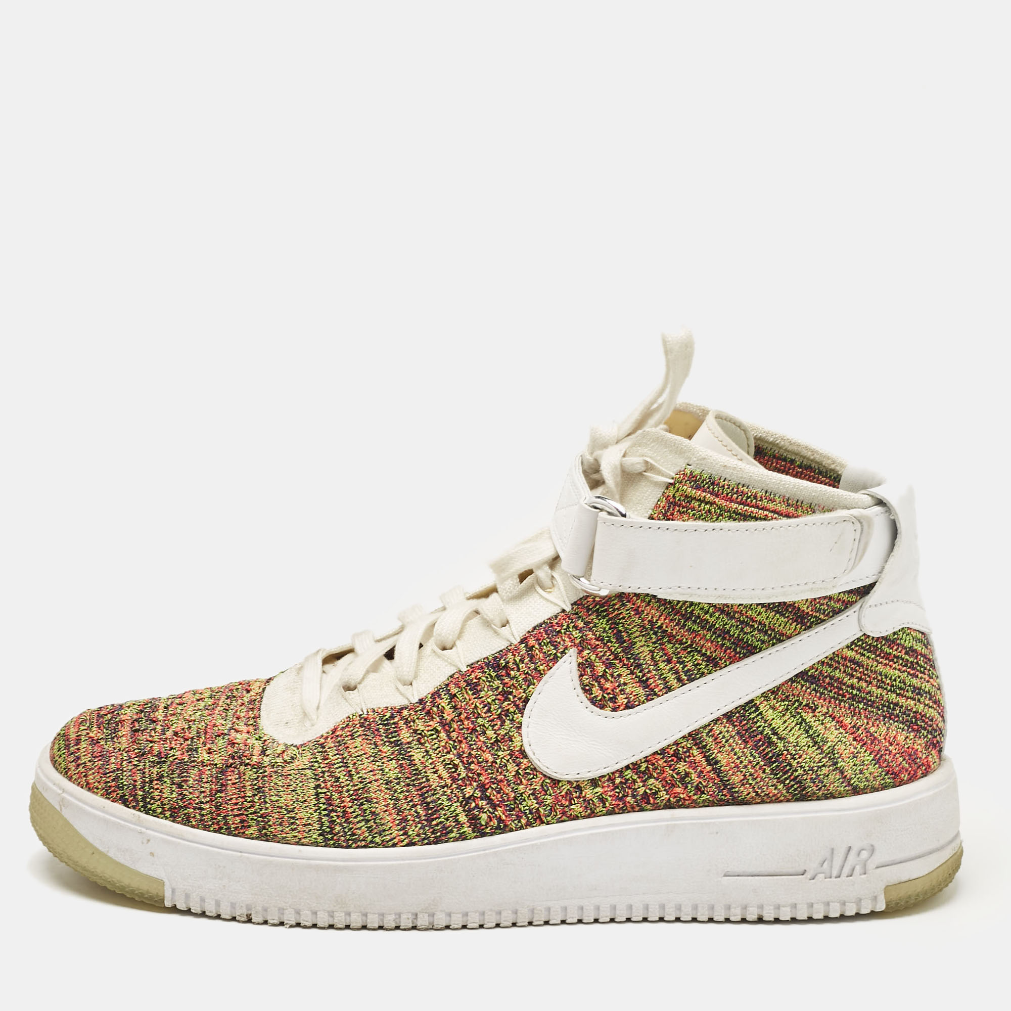 

Air Jordans Multicolor Fabric and Leather Air Force High Top Sneakers Size