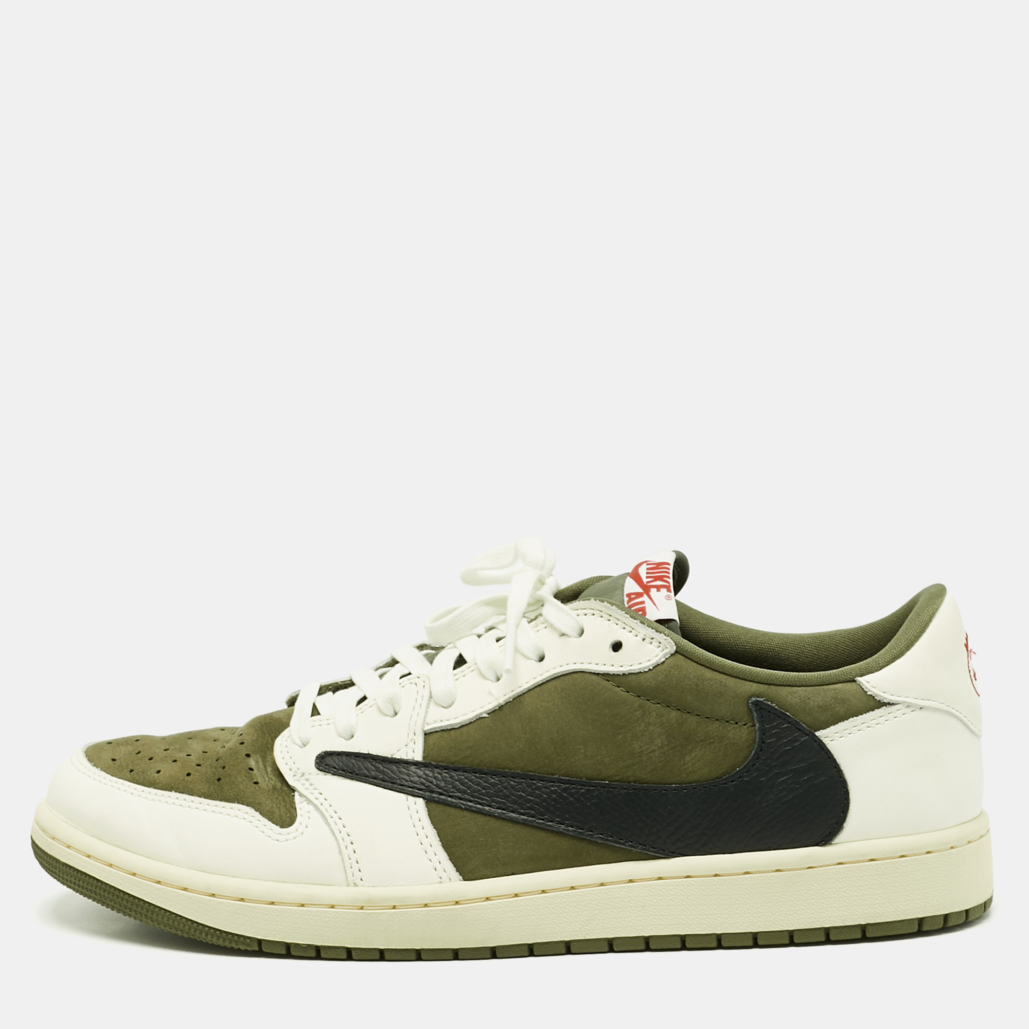 

Air Jordans Multicolor Nubuck and Leather Jordan 1 Retro Low OG SP Travis Scott Medium Olive Sneakers Size 46