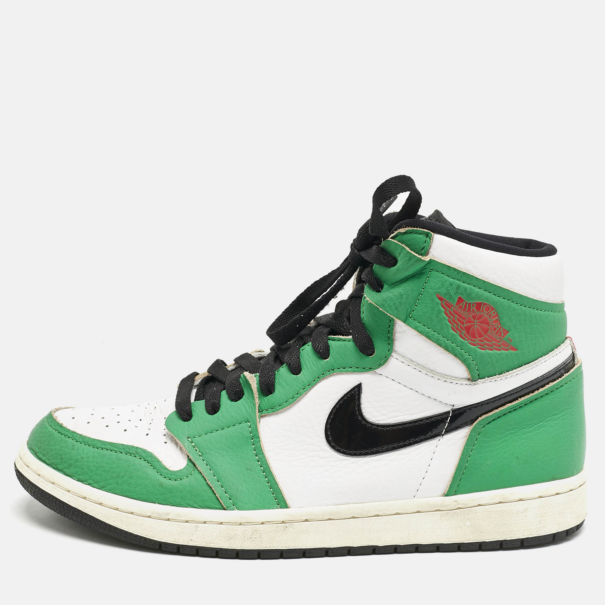 

Air Jordans Green Leather 1 Retro High Zoom Sneakers Size