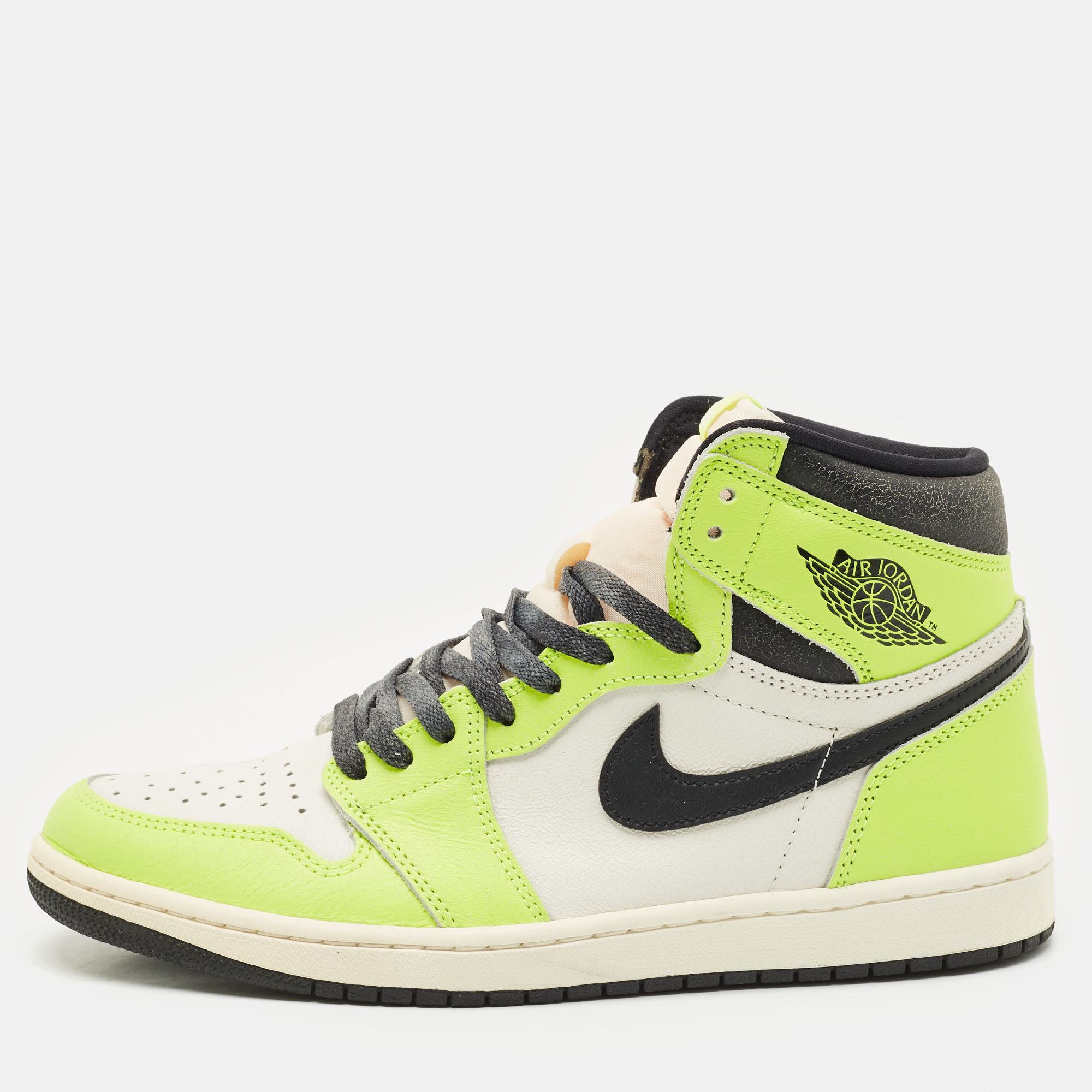

Air Jordans Green/White Leather 1 Retro OG High Top Sneakers Size