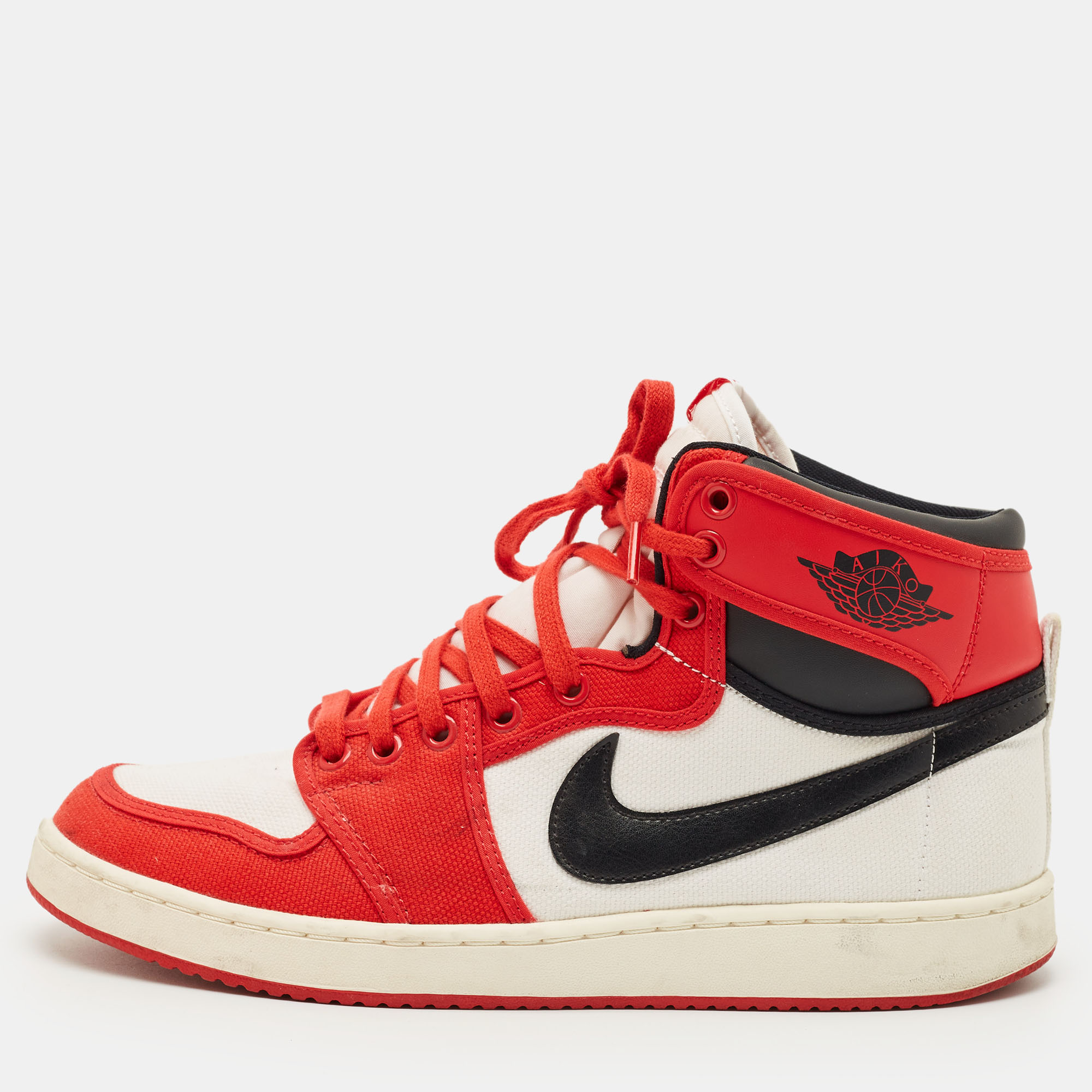 

Air Jordans Multicolor Canvas and Leather Jordan 1 Retro AJKO Chicago Sneakers Size 43