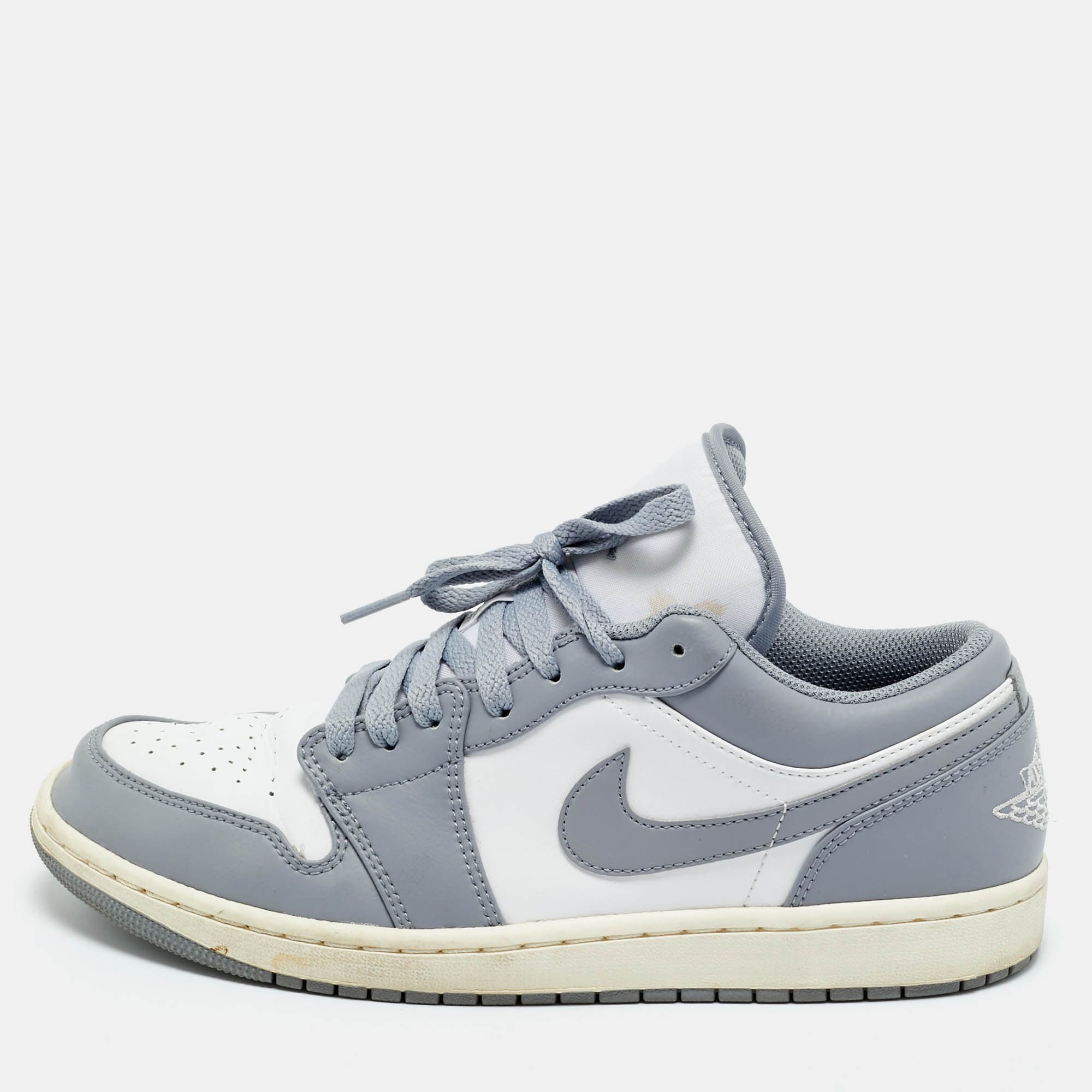 

Air Jordans Grey/White Leather Jordan 1 Low Vintage Stealth Grey Sneakers Size 44