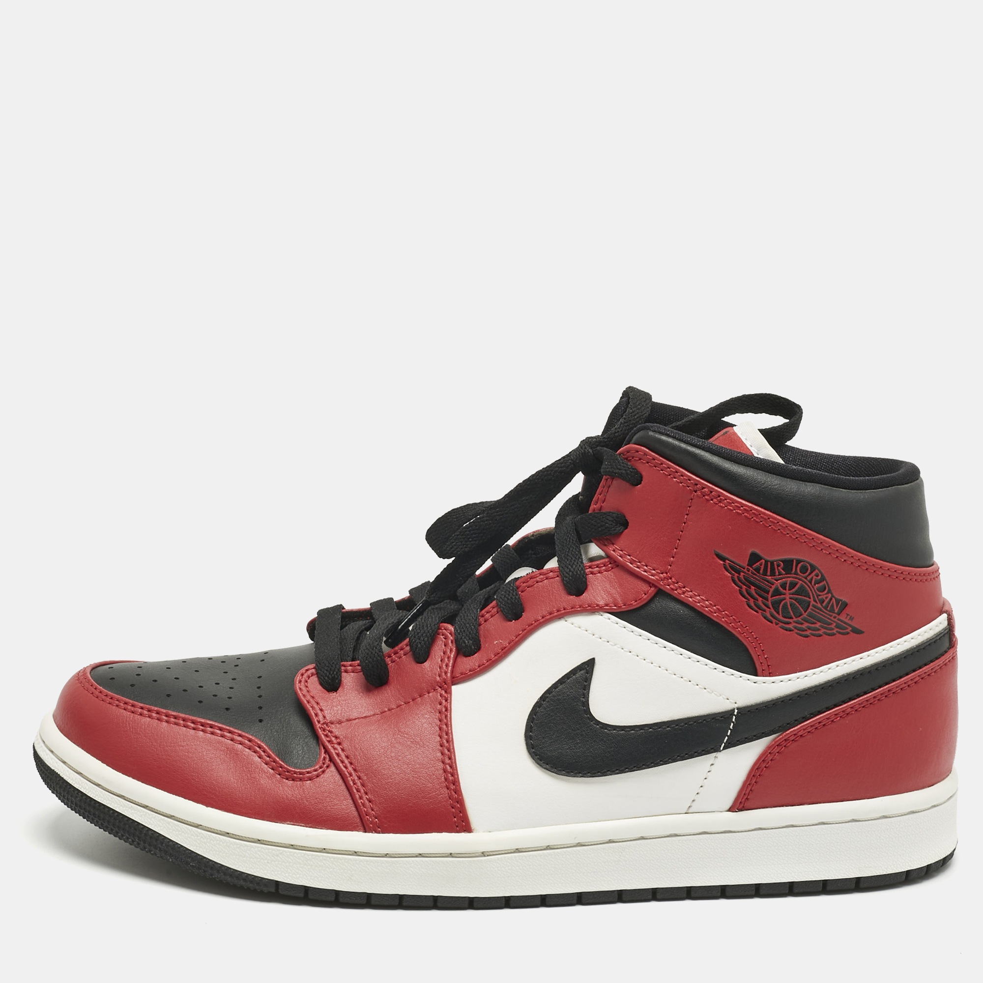 

Air Jordans Multicolor Leather Jordan 1 Mid Chicago Toe Sneakers Size 45