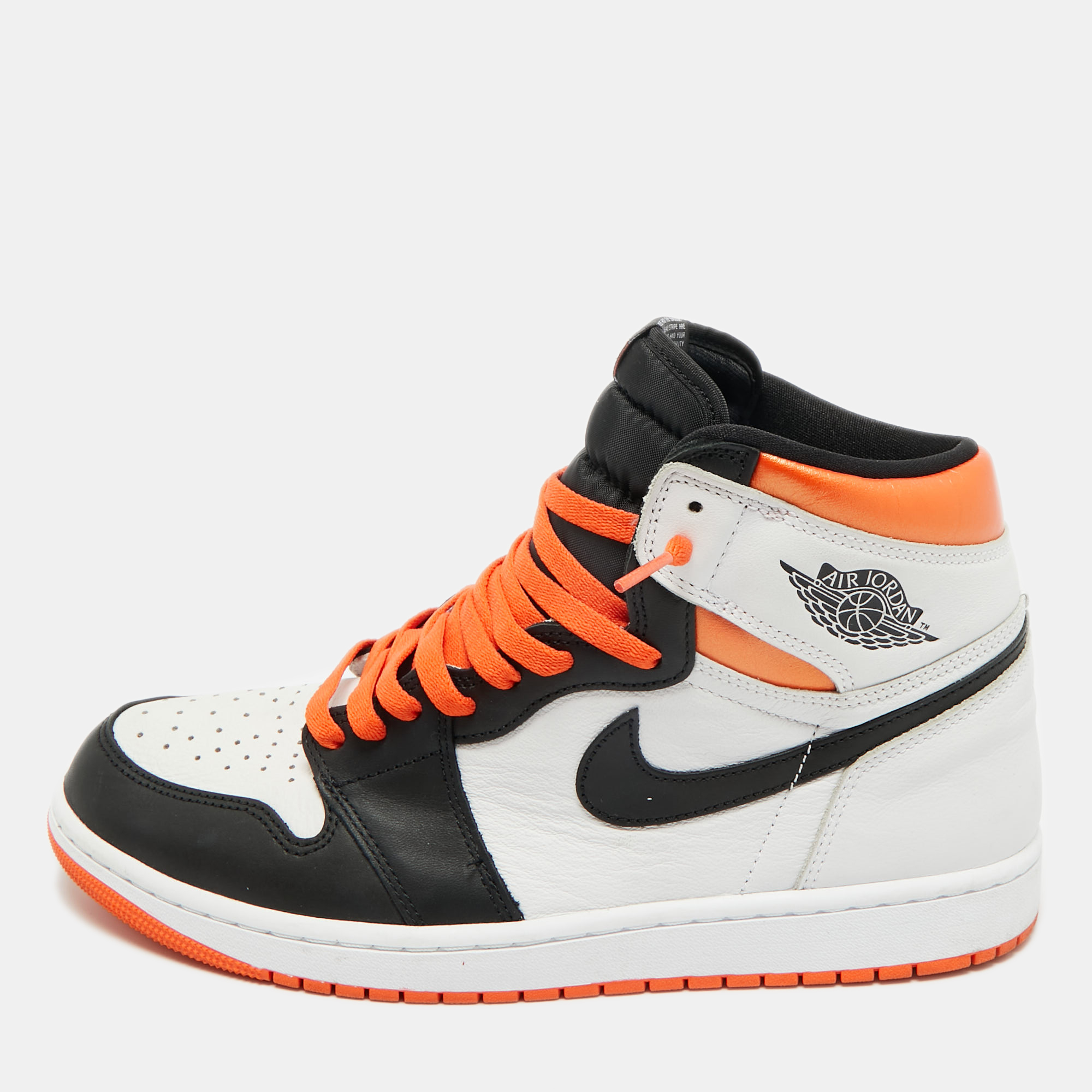 

Air Jordans Multicolor Leather Jordan 1 Retro High Electro Orange Sneakers Size 45.5