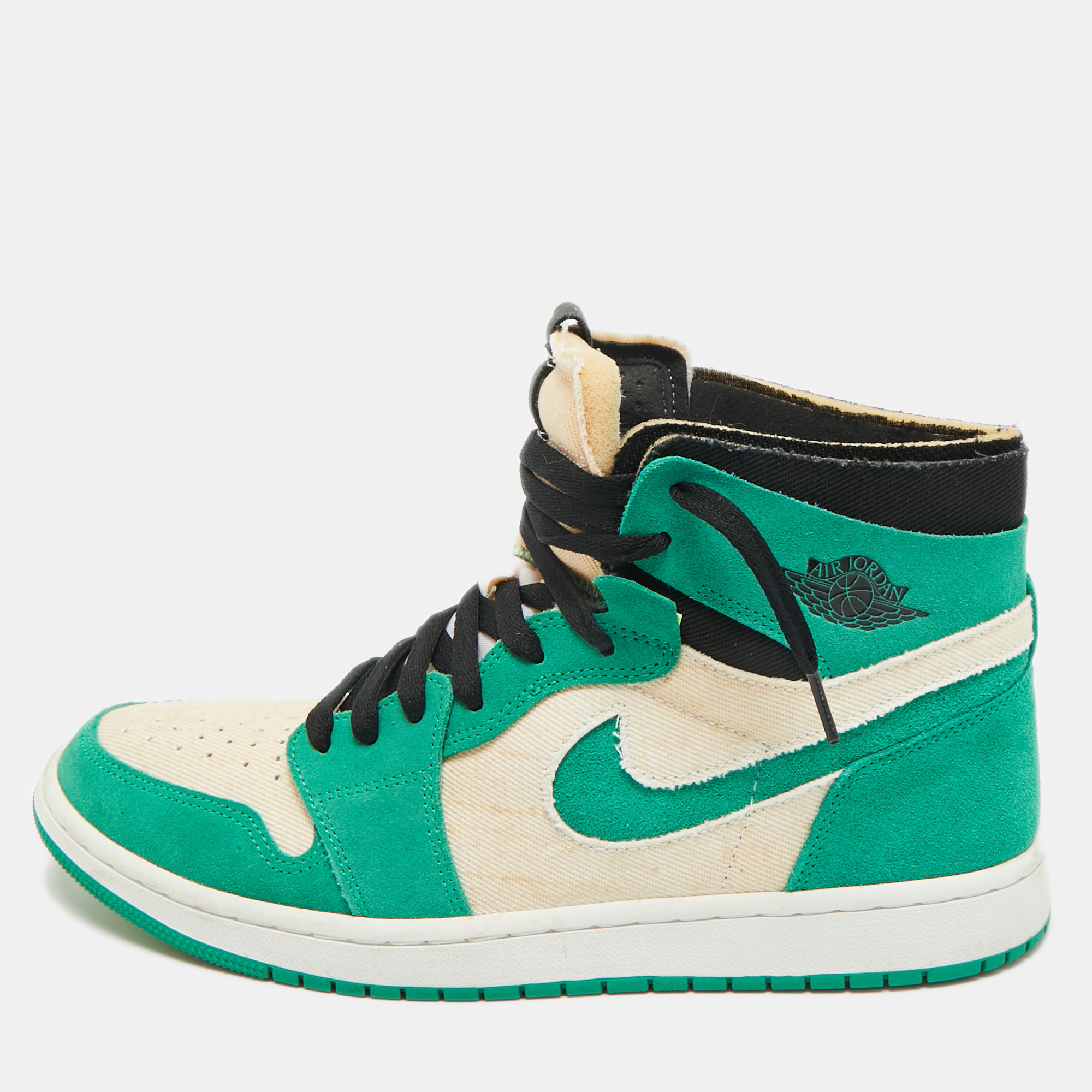 

Air Jordans Green/White Suede and Canvas Jordan 1 High Zoom Air CMFT Stadium Green Sneakers Size 45.5