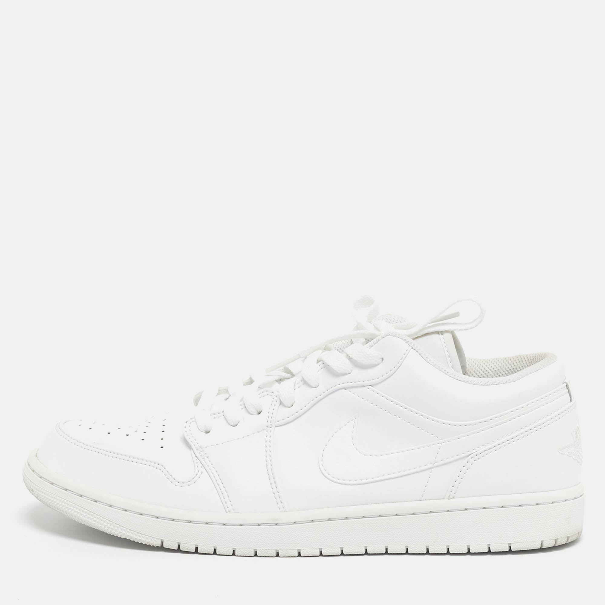 

Air Jordans White Leather Jordan 1 Low Triple White Sneakers Size 45