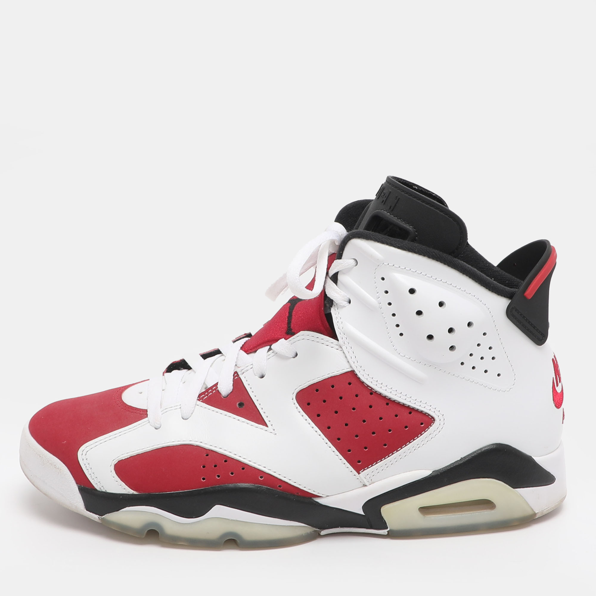 Click to view more detailed imagery on our partner's website Pre-owned Air Jordans Carmine Jordan 6 Size 45 White/red Leather High Top Sneakers