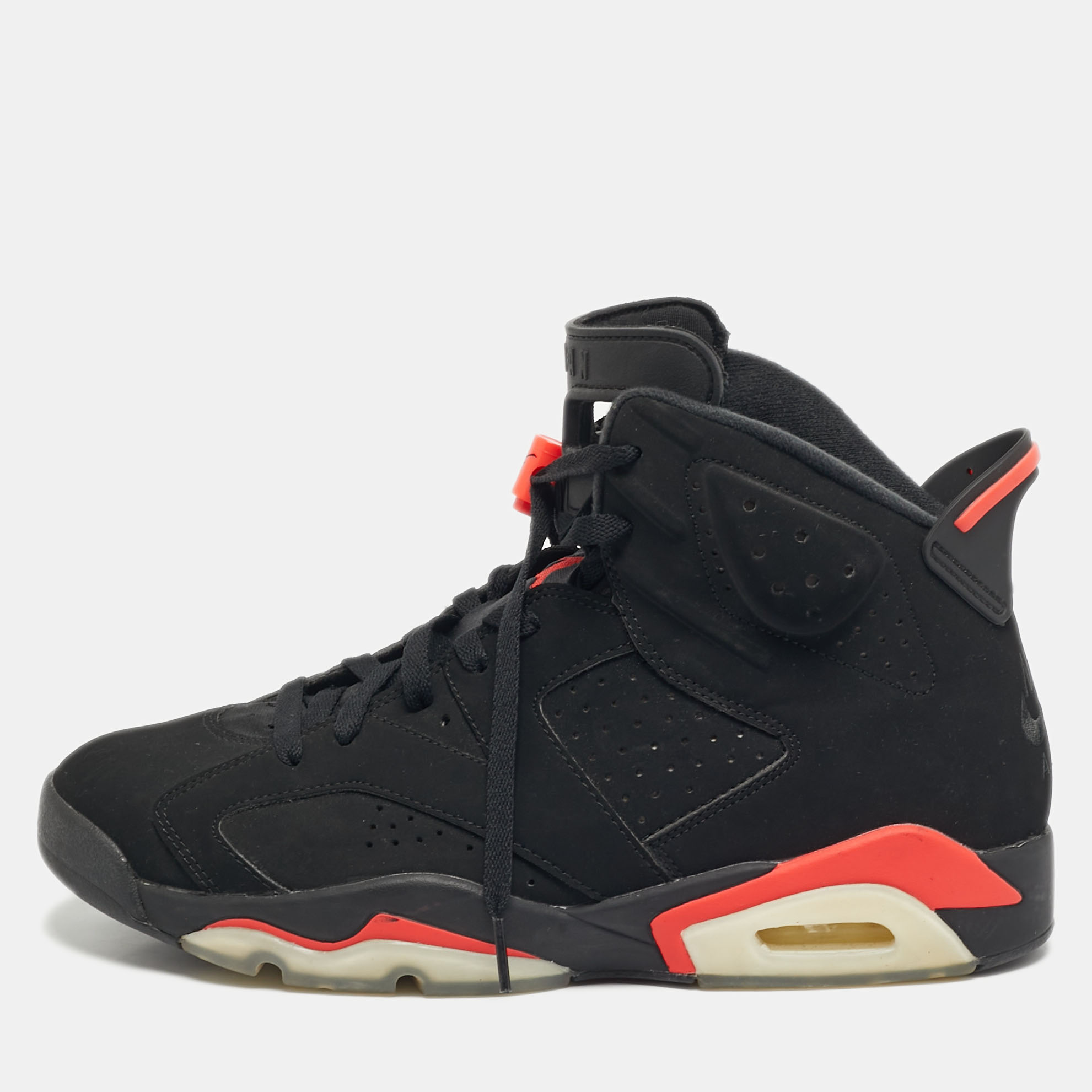 Click to view more detailed imagery on our partner's website Pre-owned Air Jordans 6 Retro Size 44.5 Black Nubuck Leather High Top Sneakers