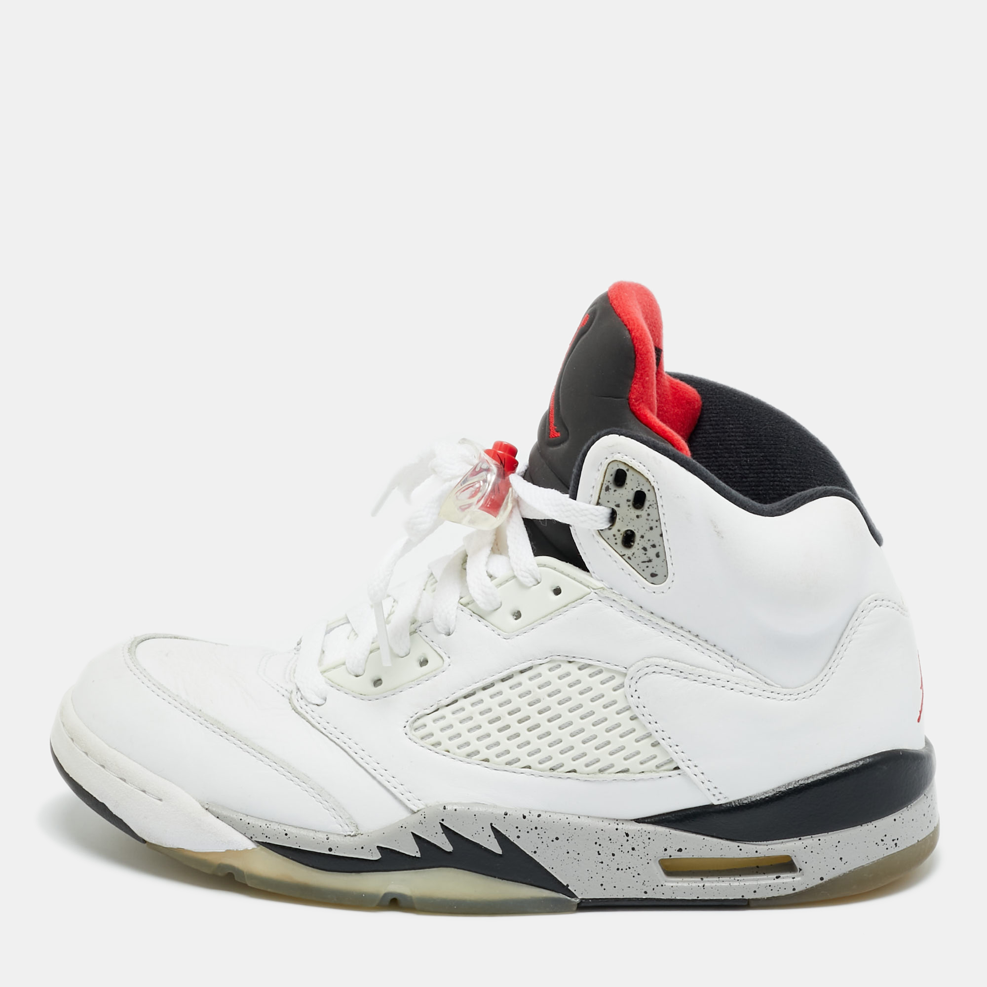 Click to view more detailed imagery on our partner's website Pre-owned Air Jordans Jordan 5 Retro Size 43 White Leather High Top Sneakers