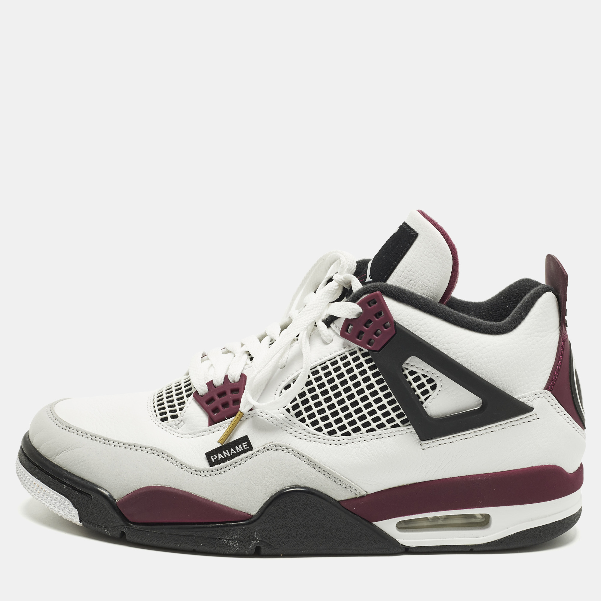 

Air Jordans Jordan 4 Retro PSG Neutral Grey Bordeaux Size 45 White/Grey Leather Lace Up Sneakers