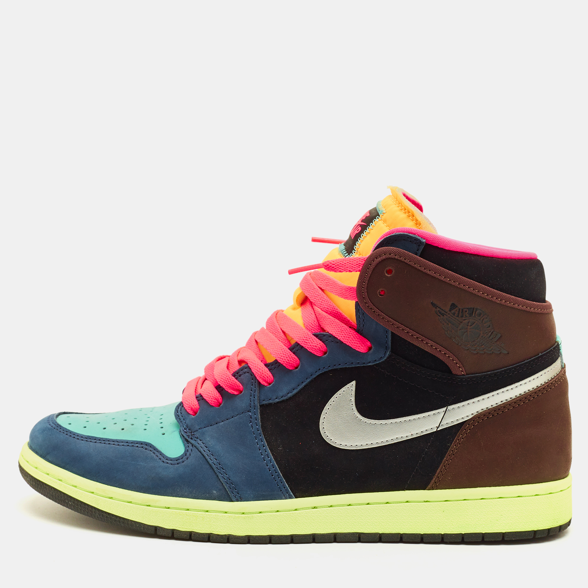 

Air Jordans Jordan 1 Retro Tokyo Bio Hack Size 45.5 Multicolor Nubuck Leather High Top Sneakers