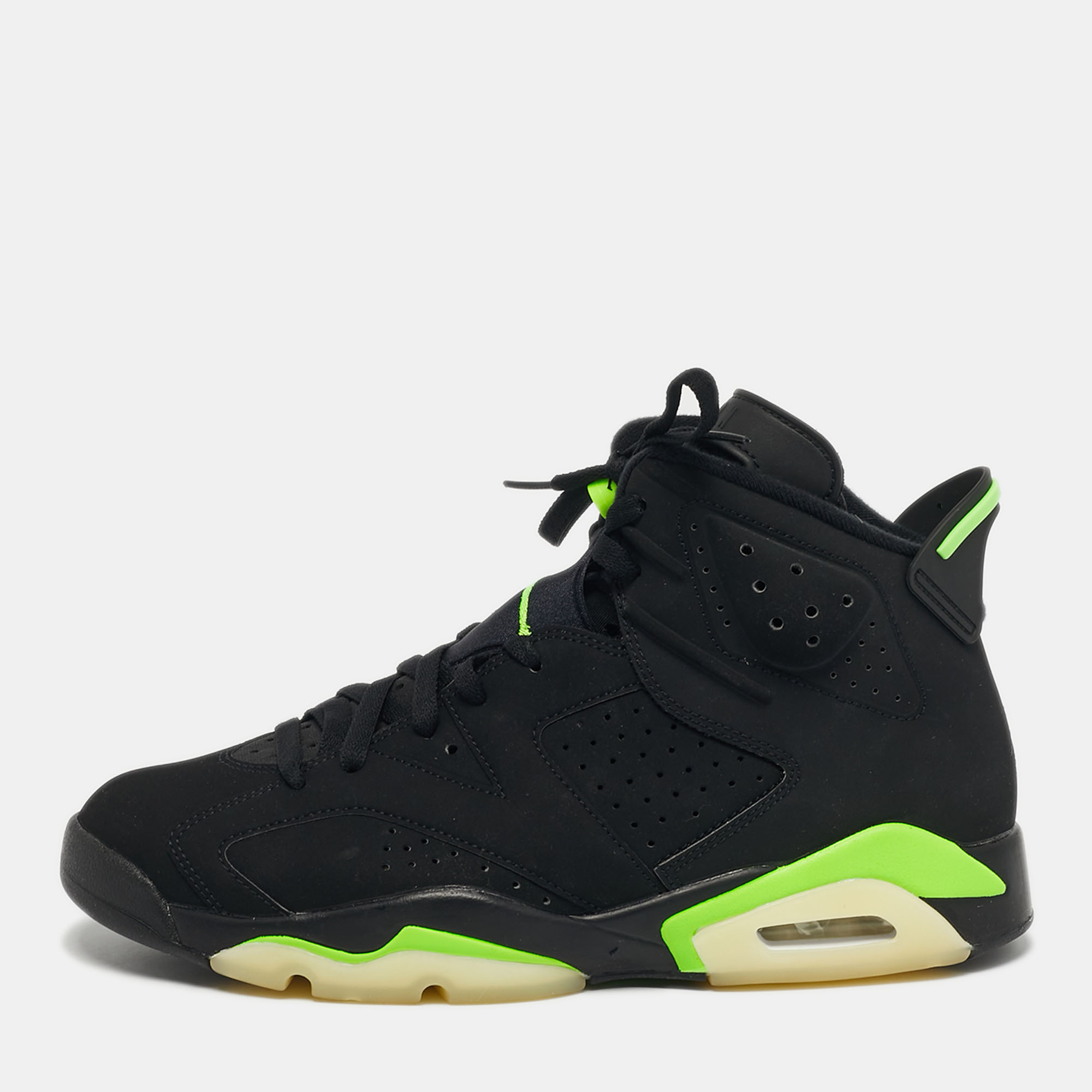 

Air Jordans Jordan 6 Retro Electric Green Size 45 Black Durabuck Leather High Top Sneakers
