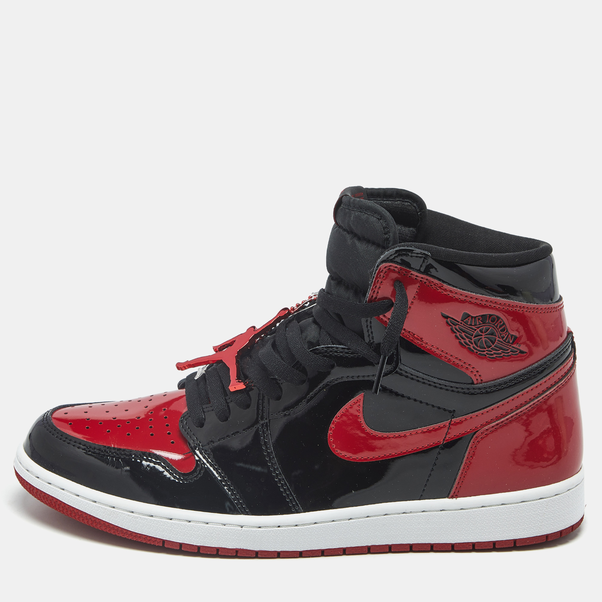 

Air Jordans Jordan 1 Retro OG Bred Size 46 Black /Red Patent Leather High Top Sneakers