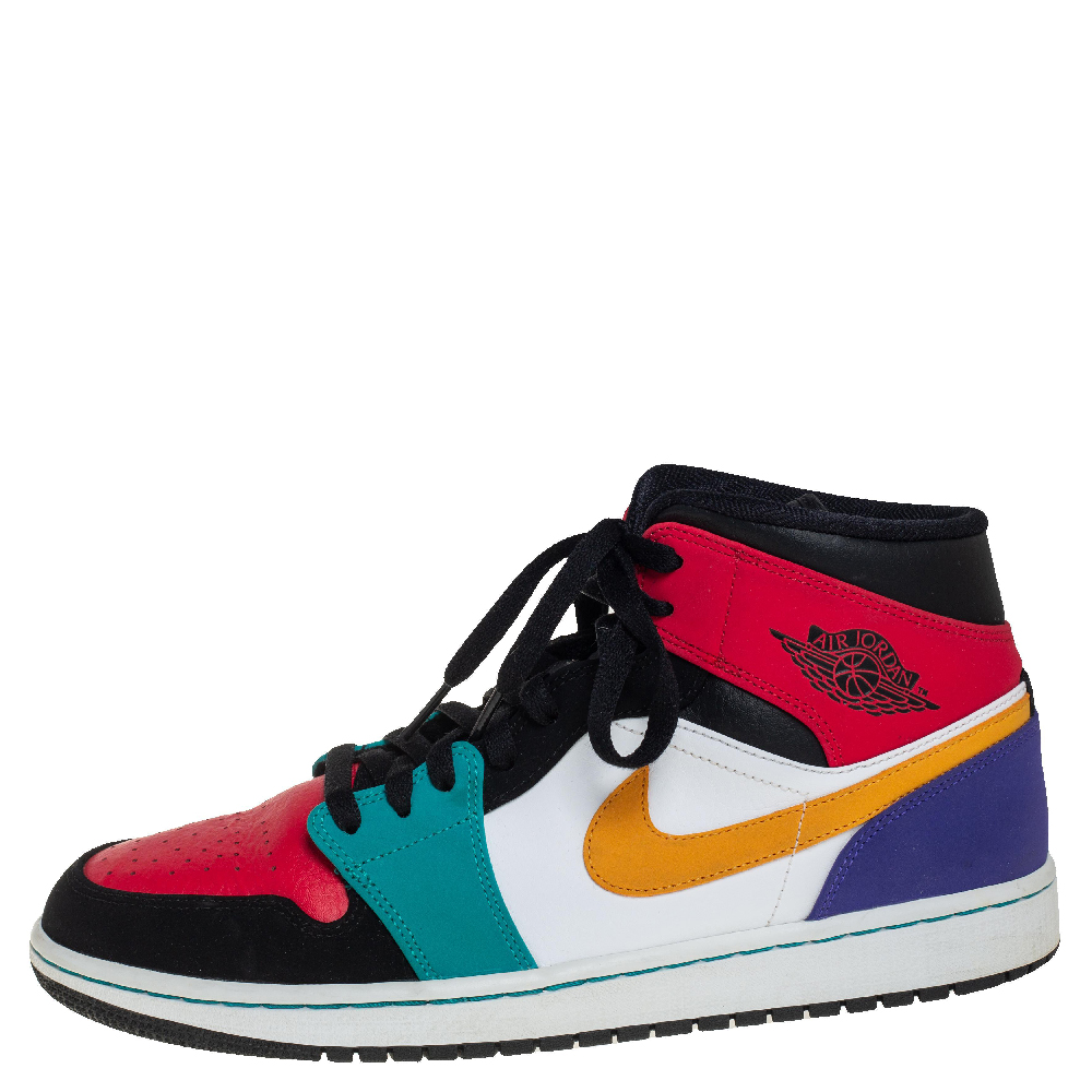 

Air Jordan Multicolor Leather Air Jordan 1 Mid High Toe Sneakers Size