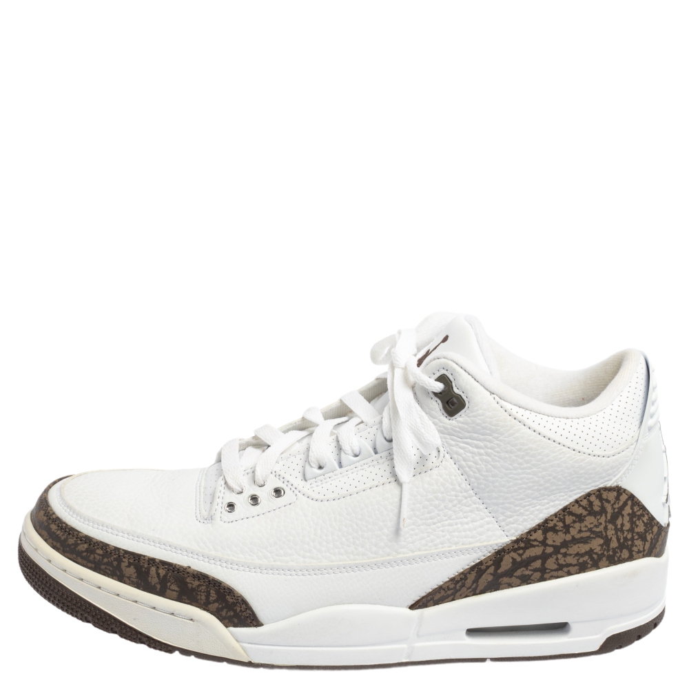 

Air Jordan 3 Retro White Leather Mocha Sneakers Size