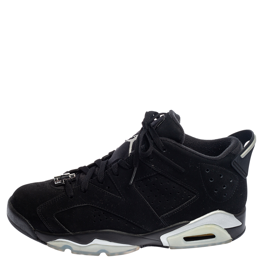 

Air Jordan Black Suede Chrome Jordan 6 Retro Low Sneakers Size