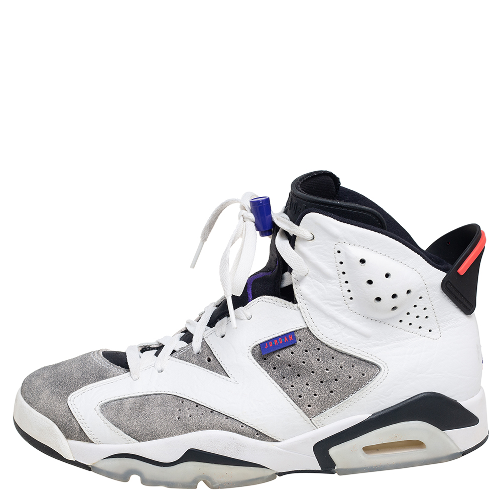

Air Jordan Grey/White Suede And Leather Retro 5 Sneakers Size