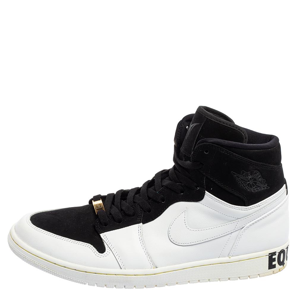 

Air Jordan 1 White/Black Nubuck and Leather Retro High Equality Sneakers Size