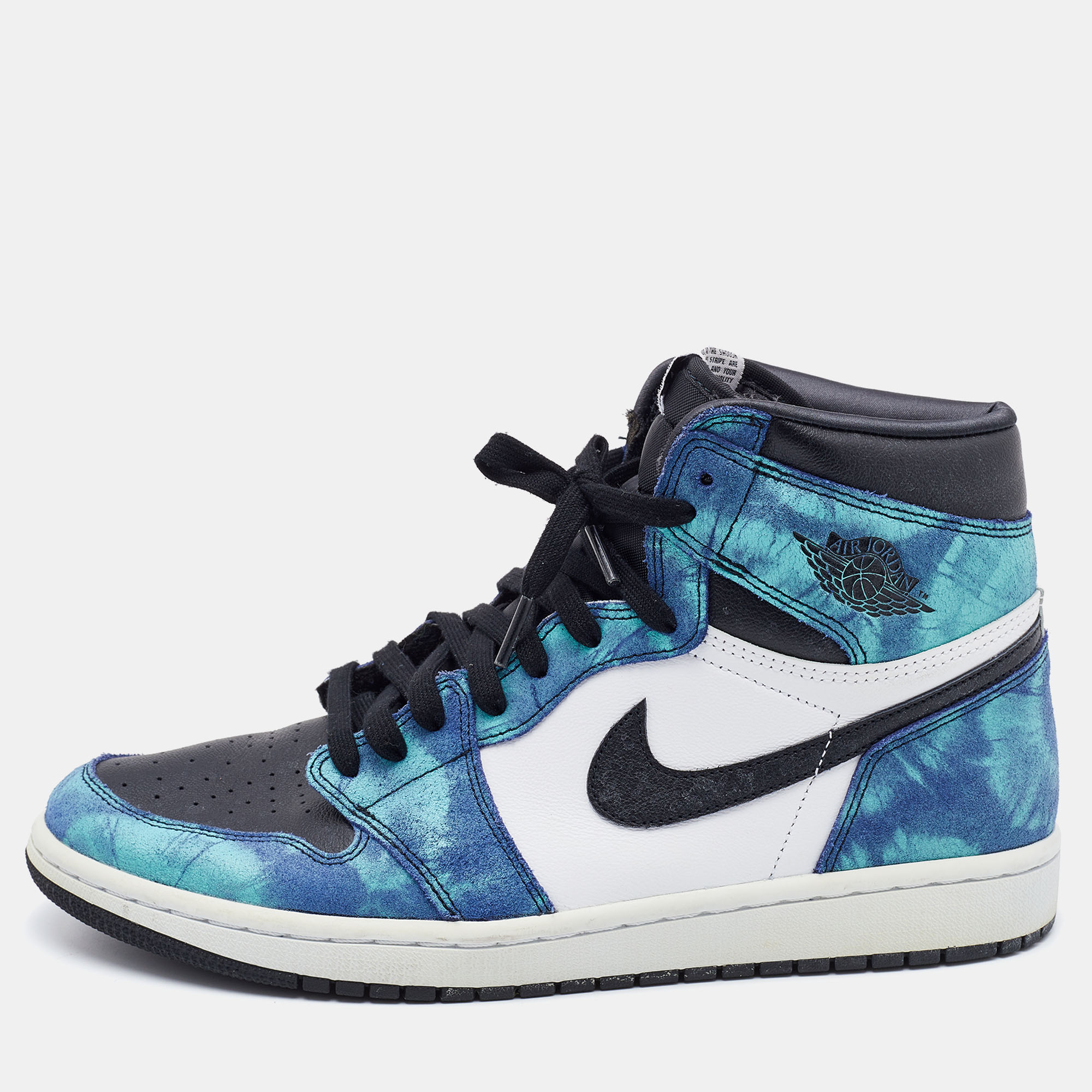 Pre Owned Air Jordan Multicolor Leather Tie Dye Air Jordan 1 Retro High Top Sneakers Size 44.5