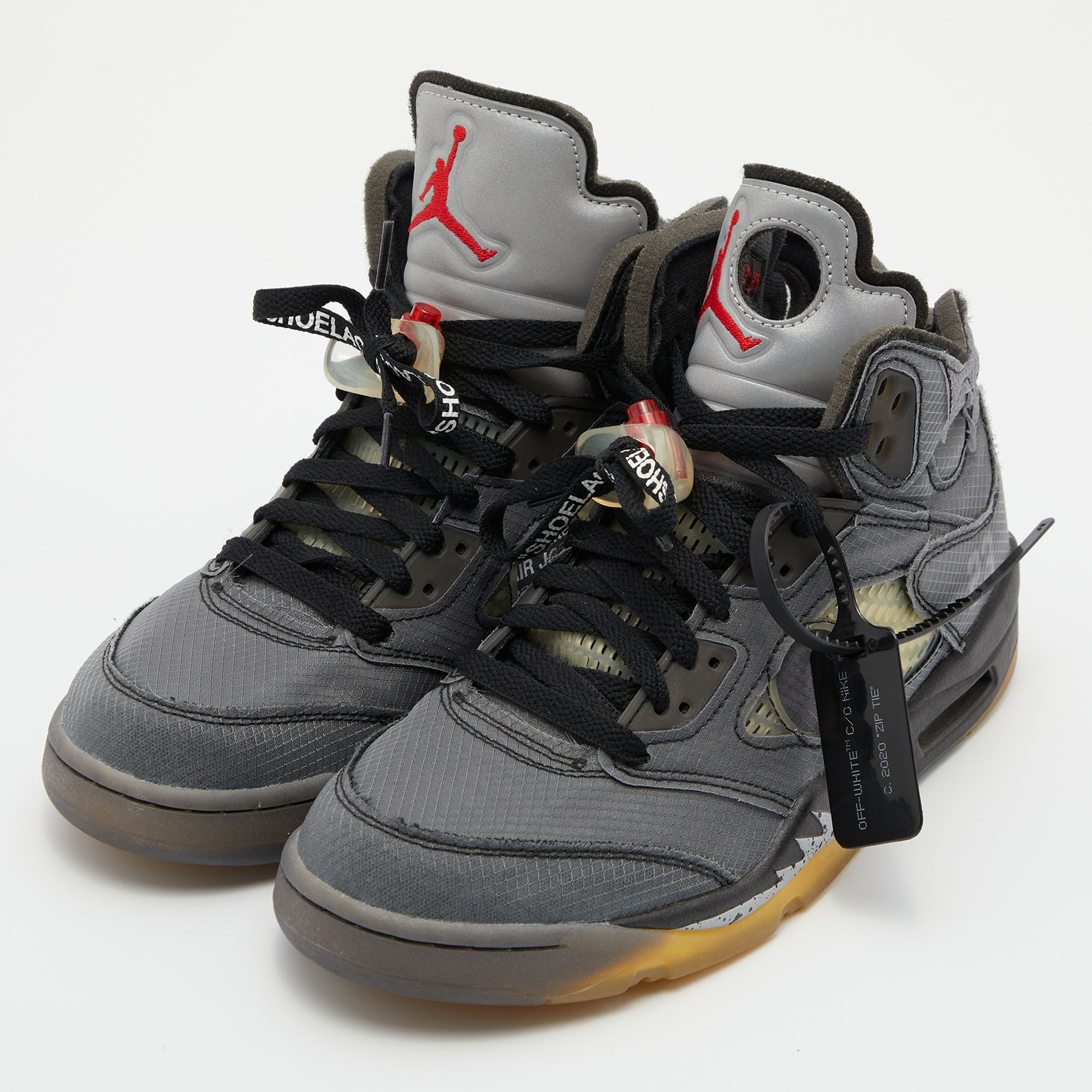 

Air Jordan x Off White Mesh Retro 5 Muslin High Top Sneakers Size, Grey