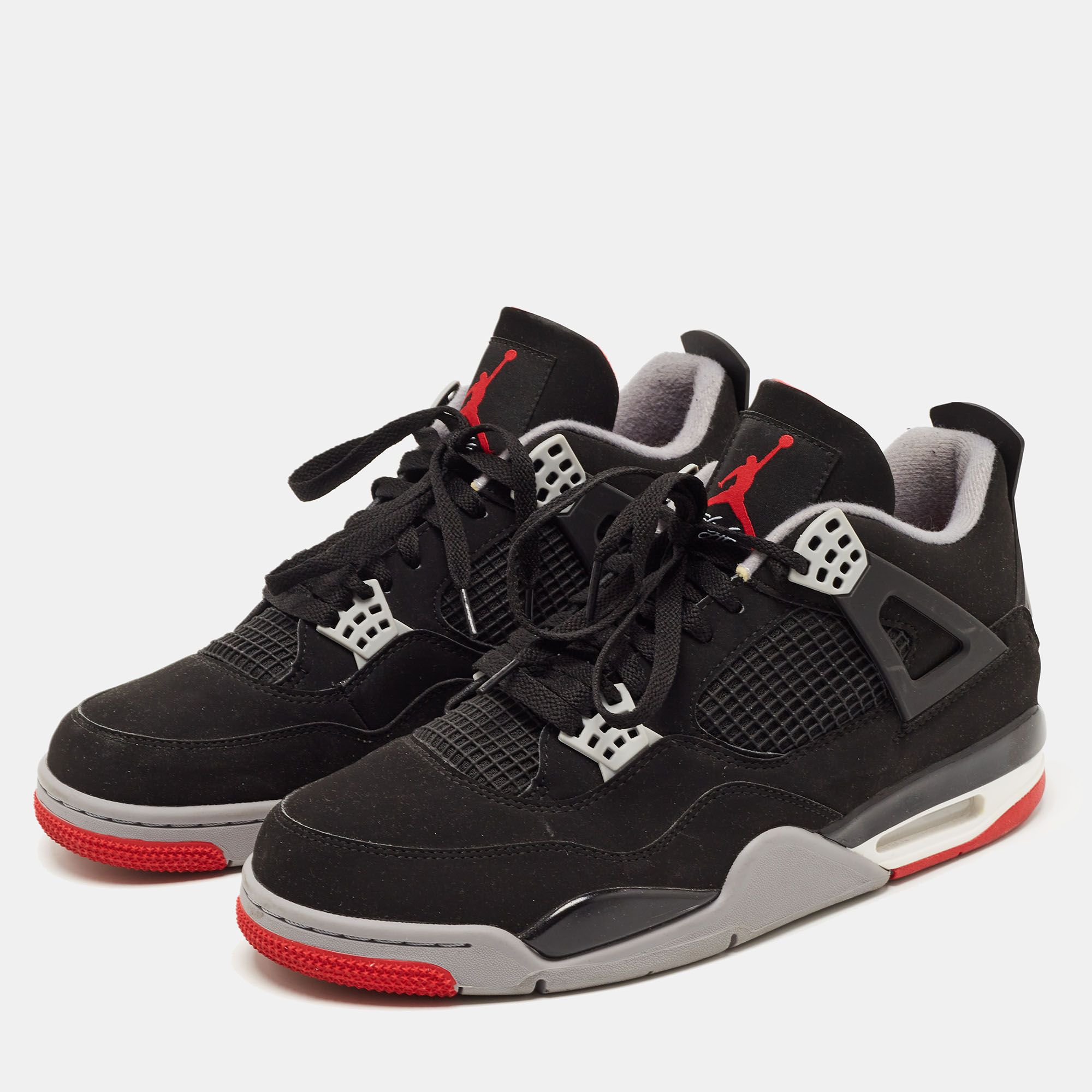 

Air Jordan Black Nubuck Leather Jordan 4 retro Sneakers Size