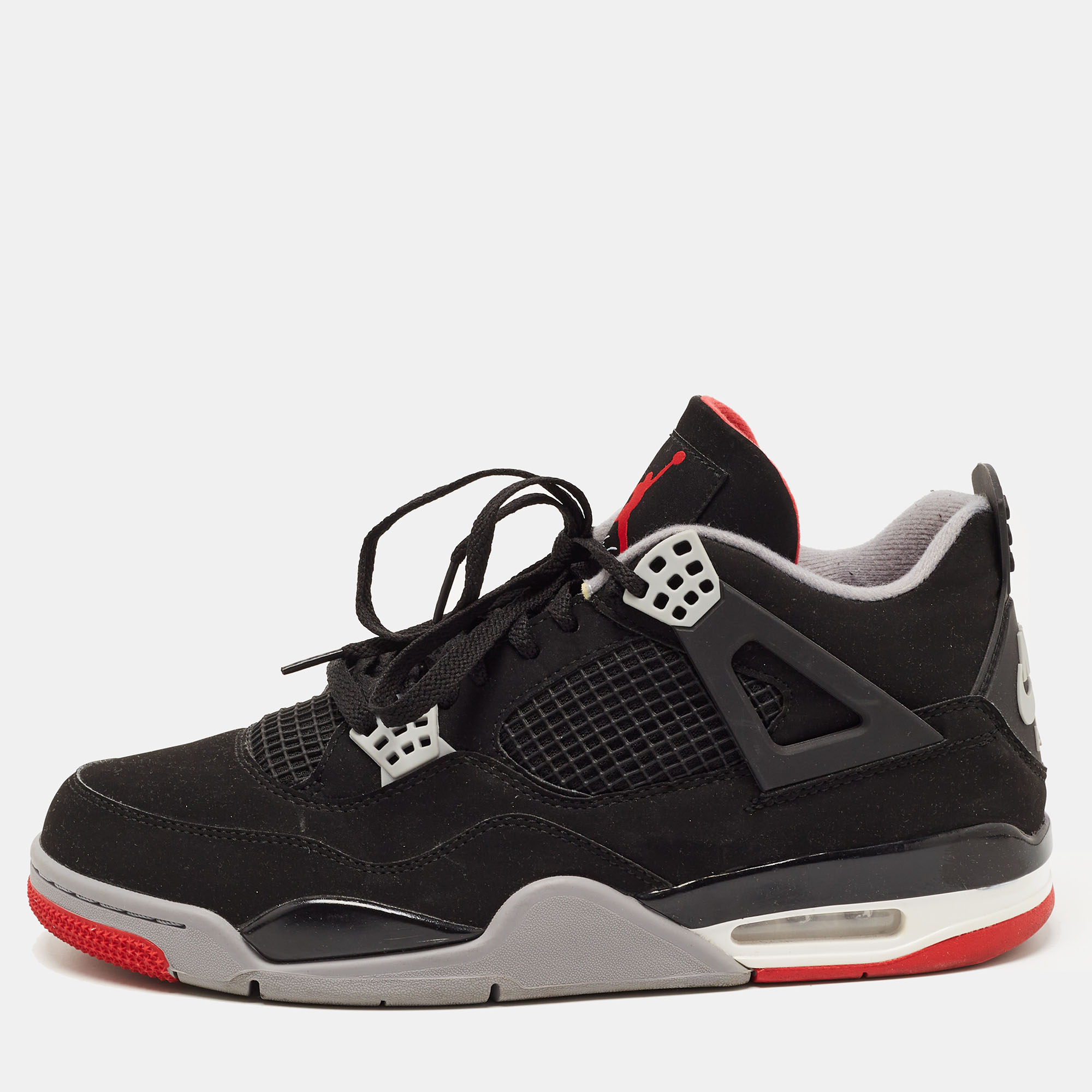 Pre-owned Air Jordans Air Jordan Black Nubuck Leather Jordan 4 Retro Sneakers Size 47.5