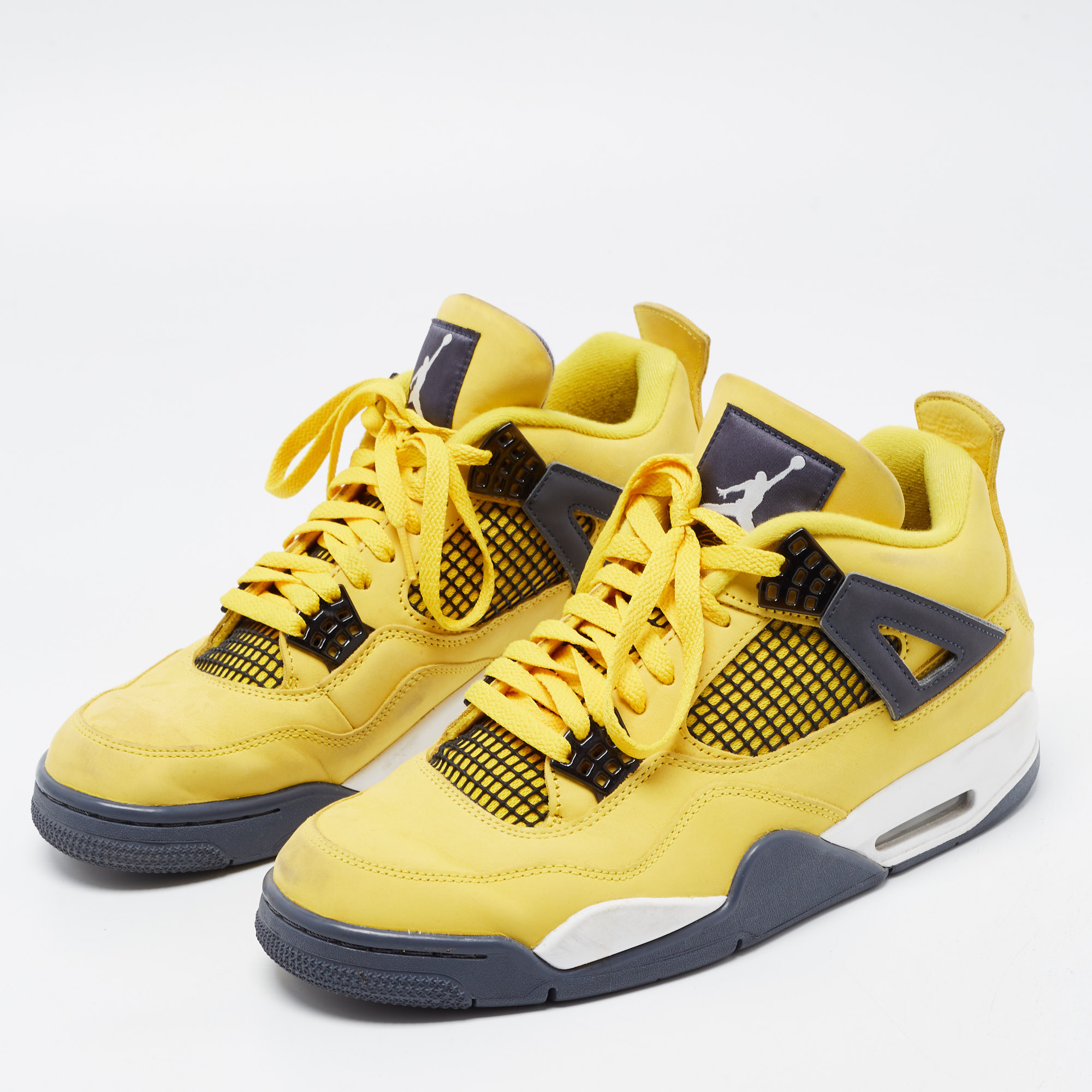 

Air Jordan Yellow Leather Retro 4 High Top Sneakers Size