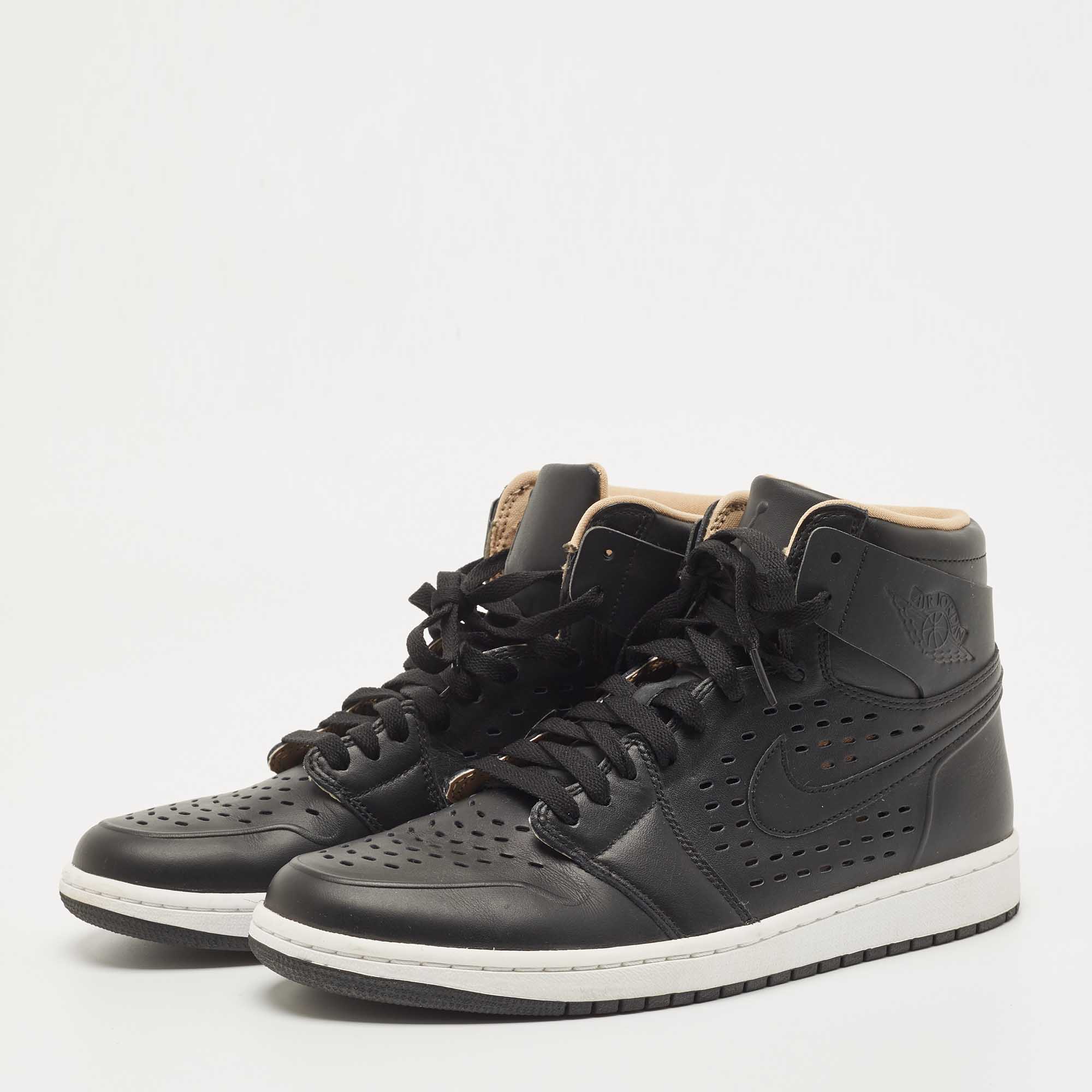 

Air Jordan Black Leather Jordan1 Retro High Vachetta Sneakers Size