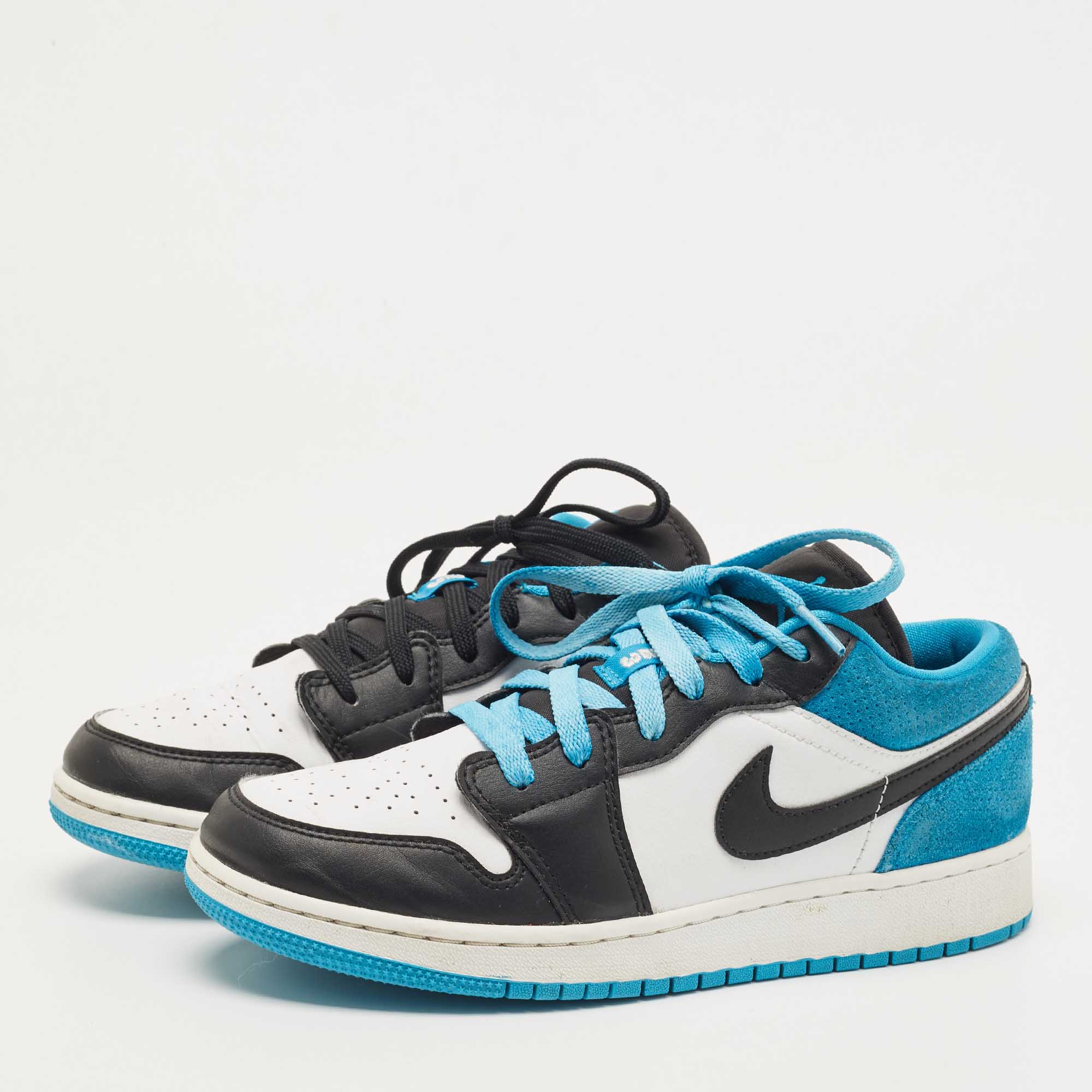 

Air Jordans Blue/White Suede and Leather Jordan 1 Low Laser Blue Sneakers Size, Multicolor