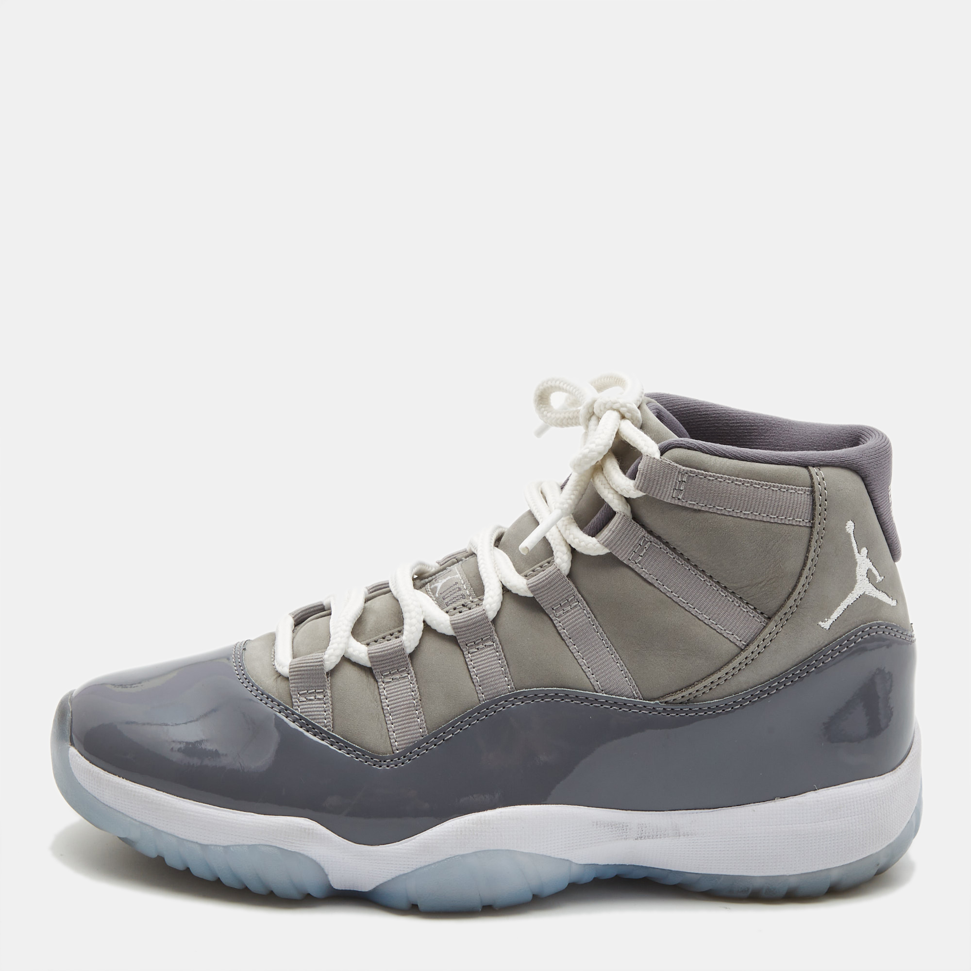 

Air Jordans Grey Patent Leather Jordan 11 Retro Cool Grey Sneakers Size 42.5