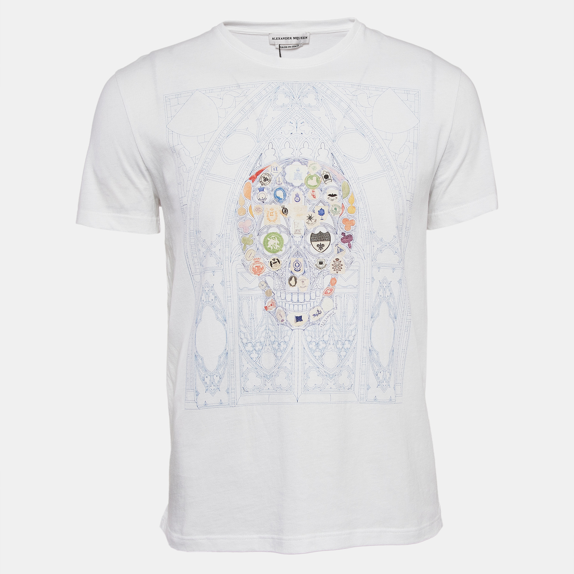 

Alexander McQueen White Badges Skull Window Print Jersey T-Shirt M