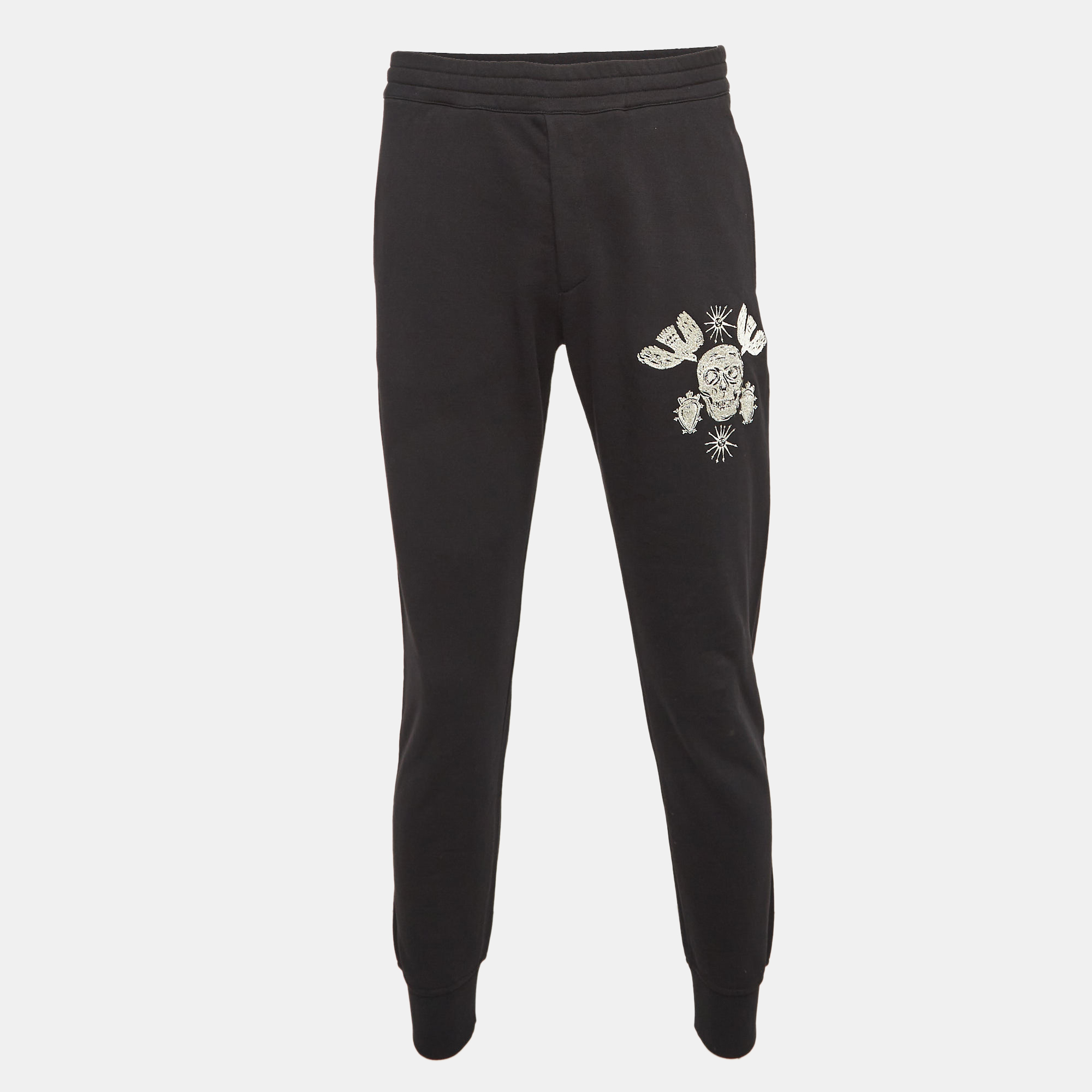 

Alexander McQueen Black Embroidered Rib Knit Joggers S