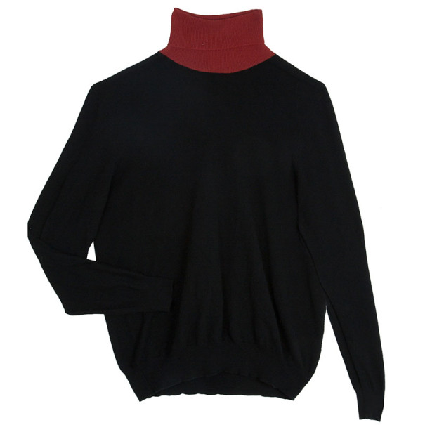 Pre Owned Alexander McQueen Black Cashmere Wool Contrast Rollneck Jumper XL