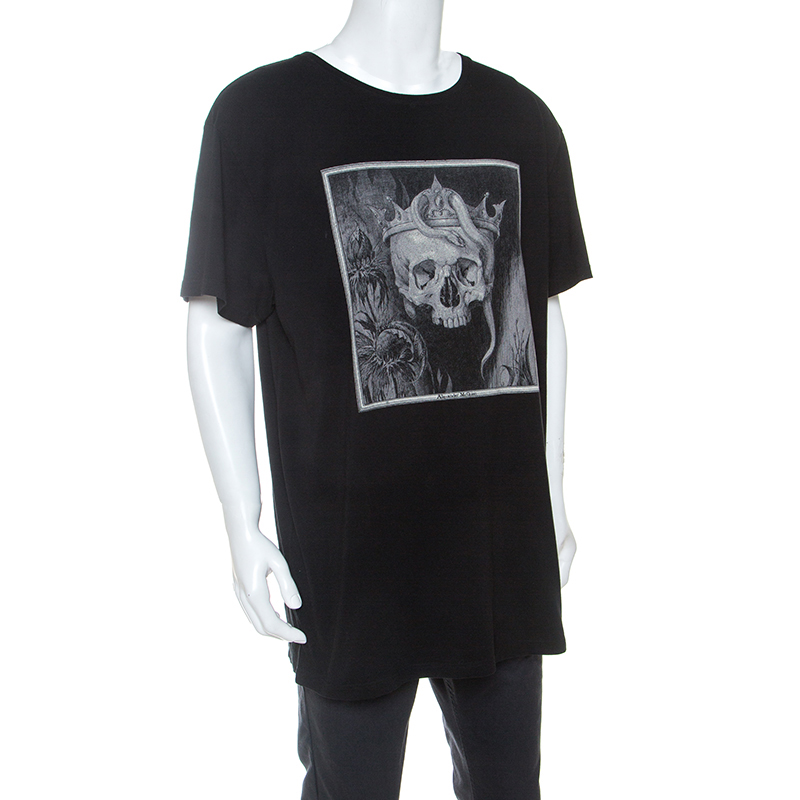 

Alexander McQueen Black Cotton Skull Print T-Shirt
